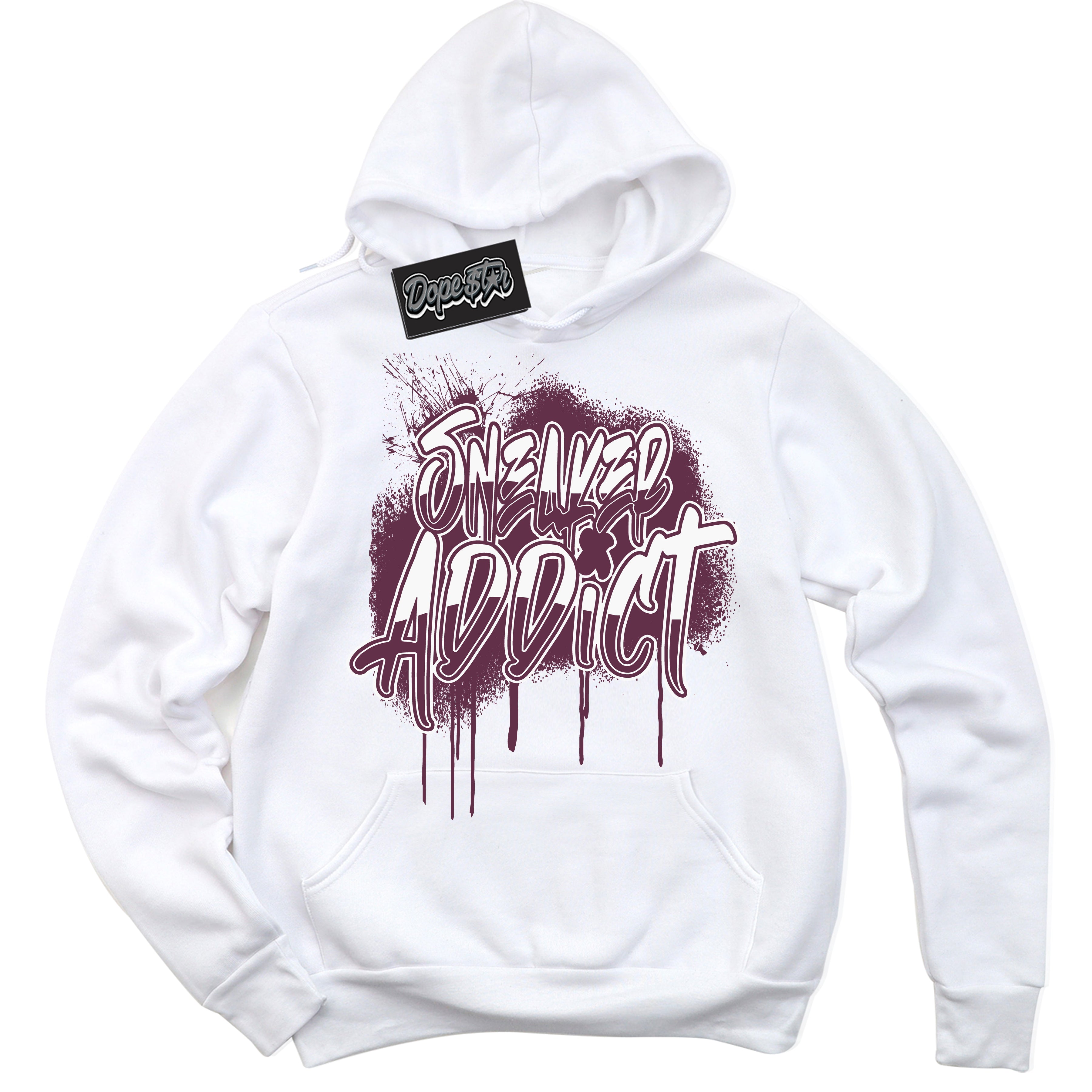 Cool White Hoodie with “Sneaker Addict” design that Perfectly Matches White Viotech Dunks.