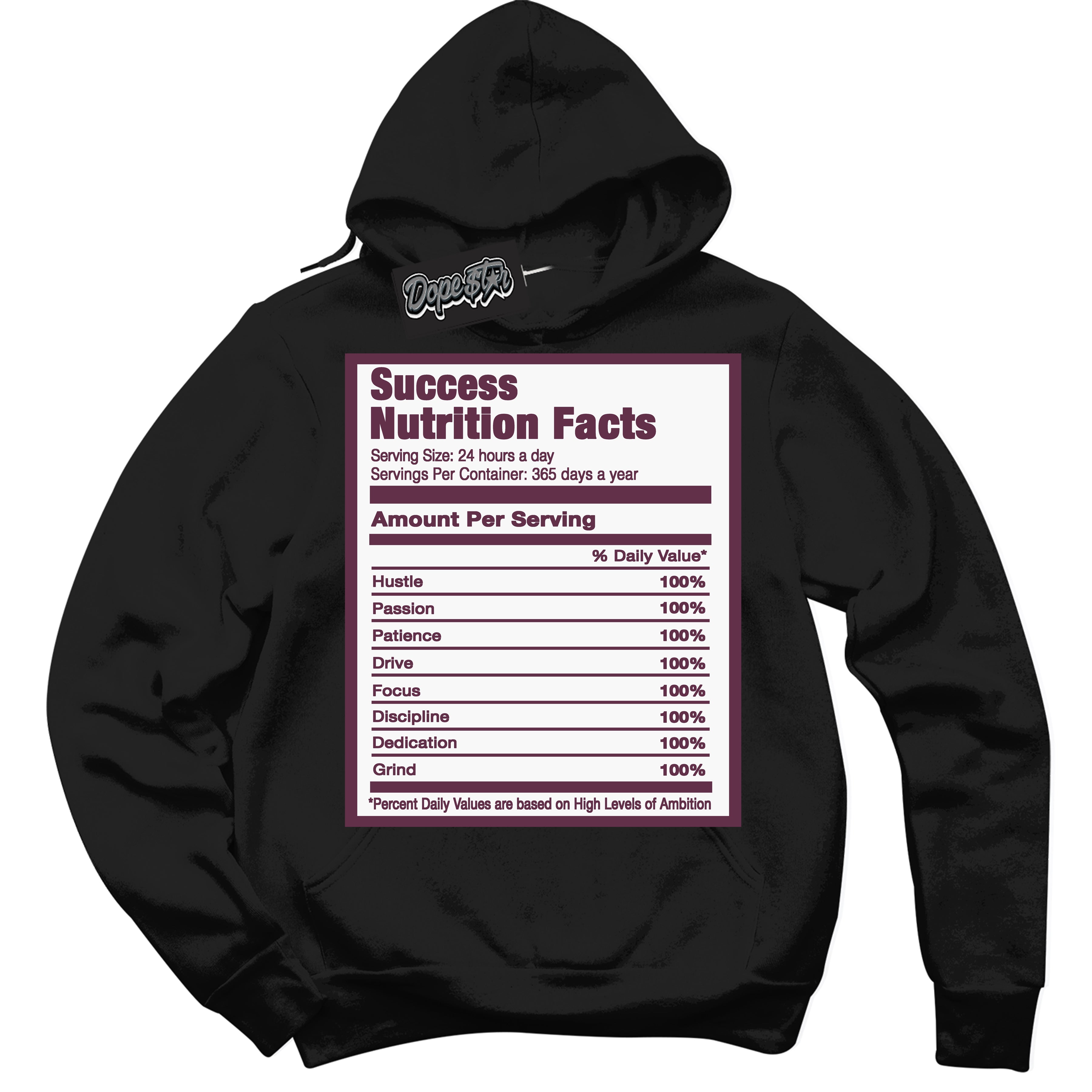 Cool Black Hoodie with “Success Nutrition” design that Perfectly Matches White Viotech Dunks.