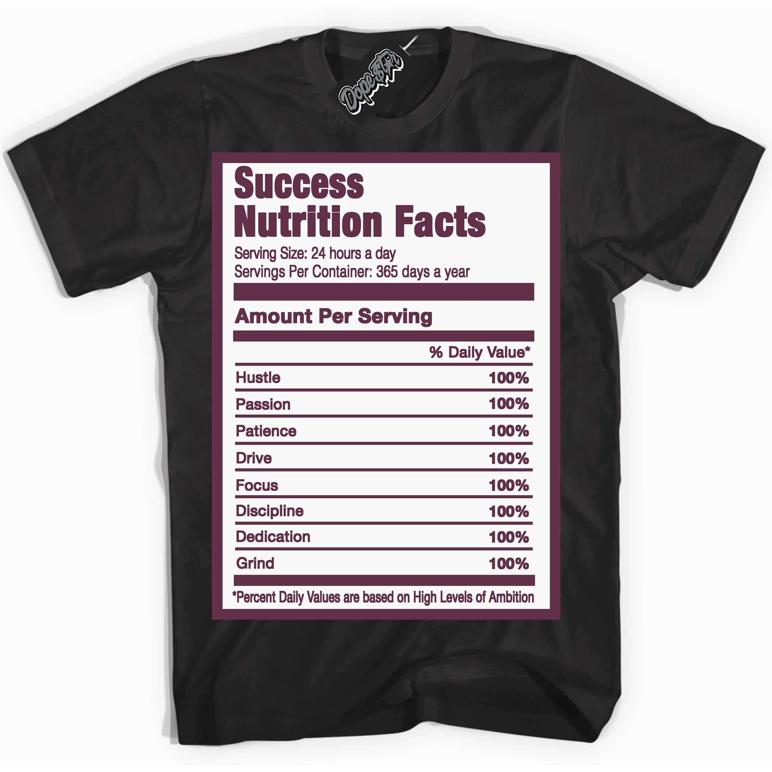 Cool Black Shirt with “Success Nutrition” design that perfectly matches White Viotech Dunks.