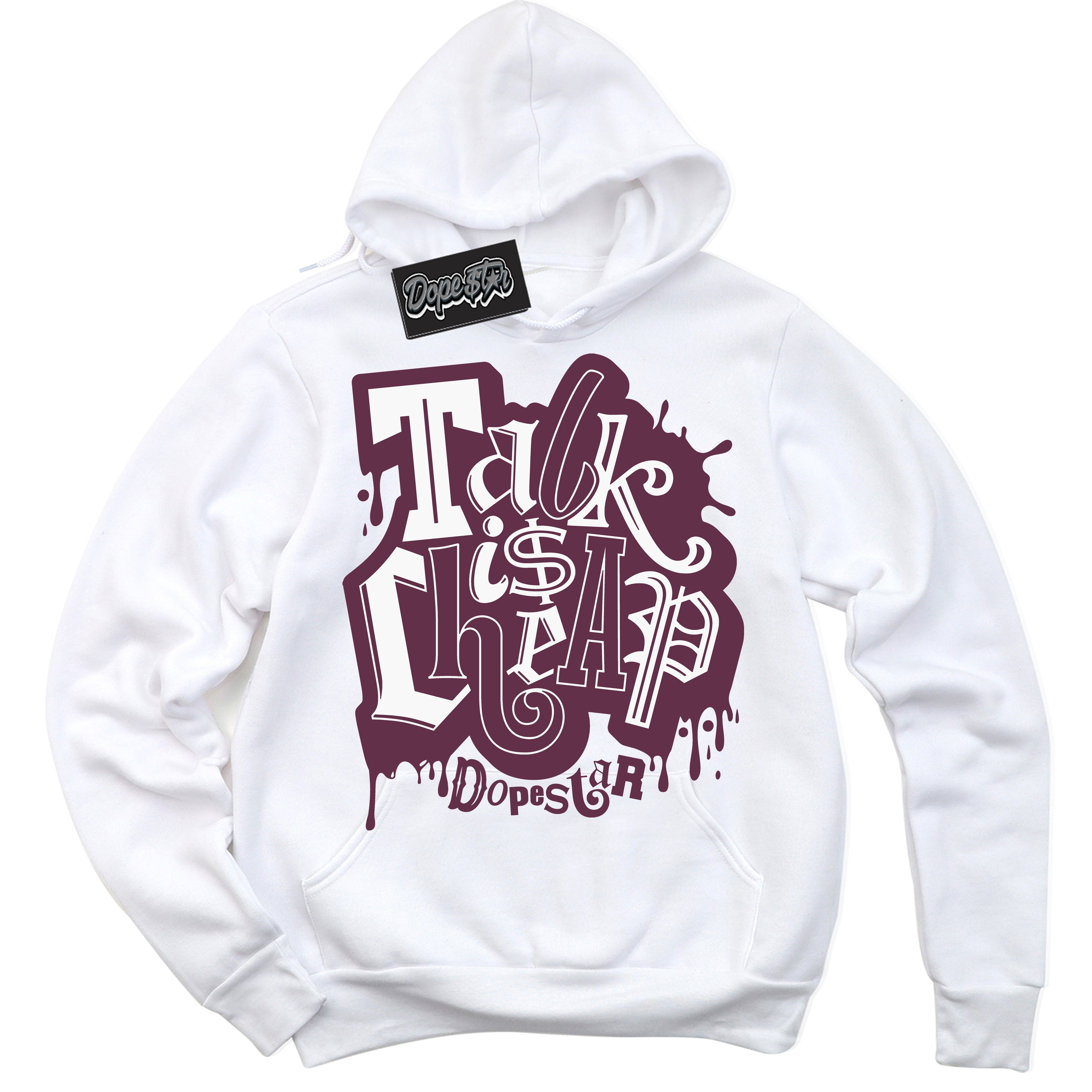 Cool White Hoodie with “Talk Is Cheap” design that Perfectly Matches White Viotech Dunks.