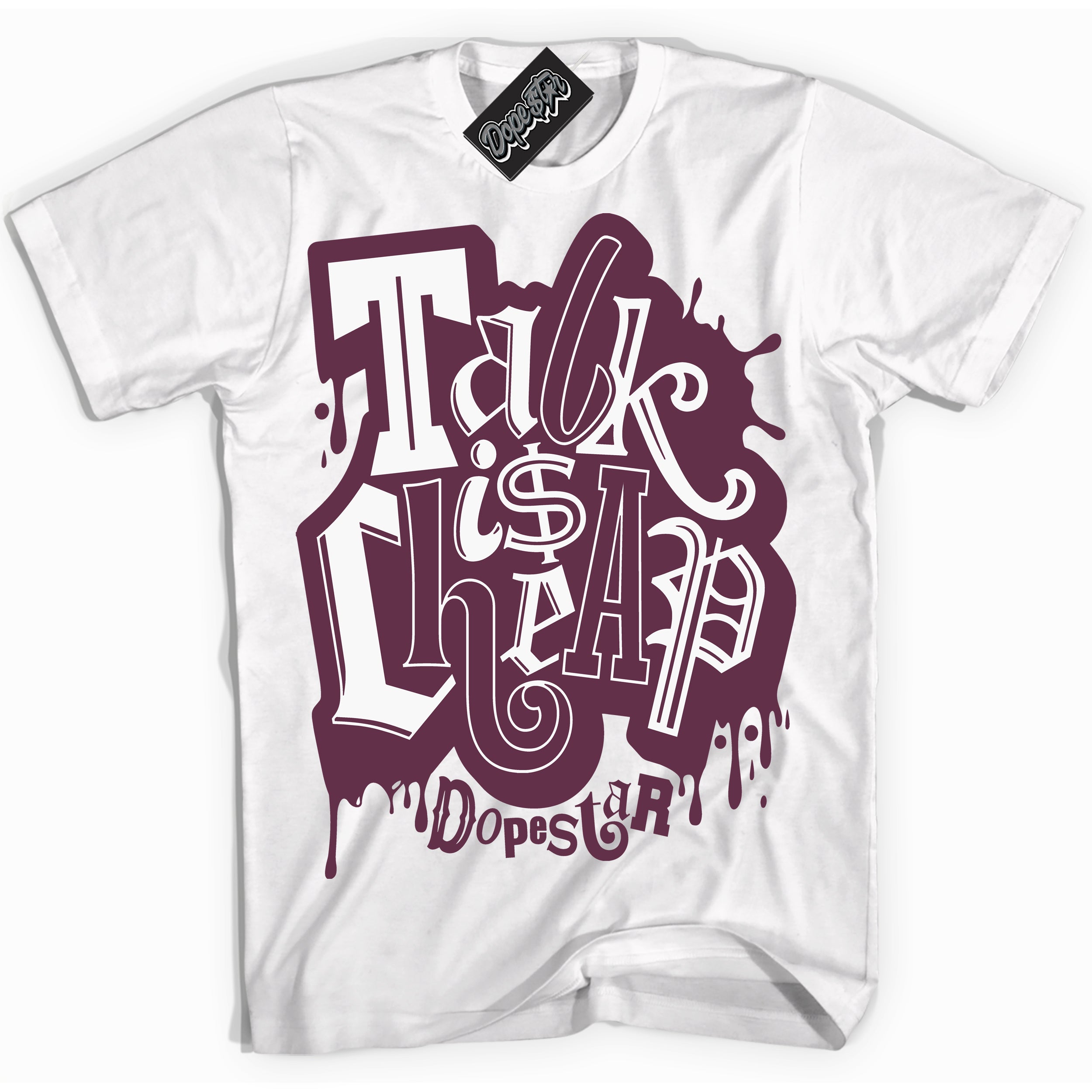 Cool White Shirt with “Talk Is Cheap” design that perfectly matches White Viotech Dunks.