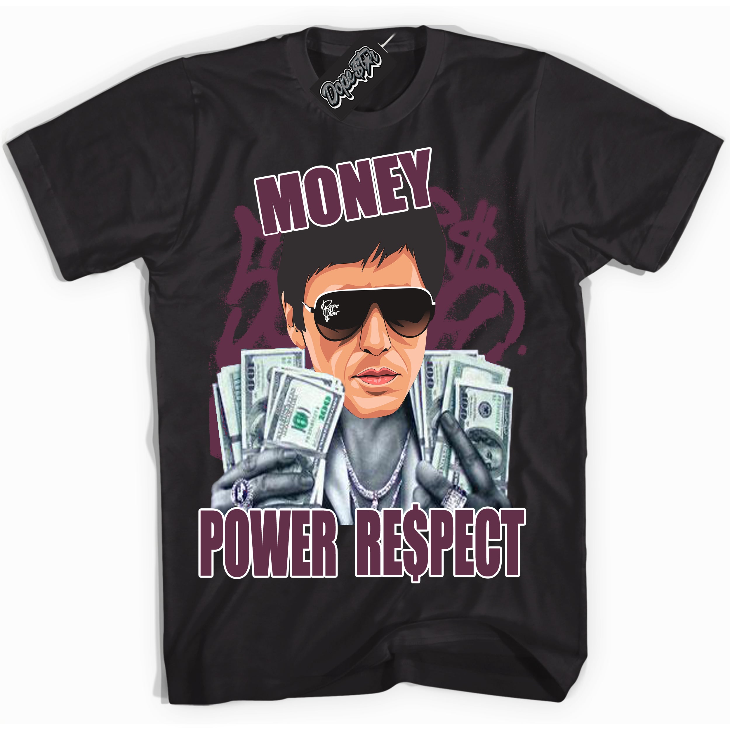 Cool Black Shirt with “Tony Montana” design that perfectly matches White Viotech Dunks.