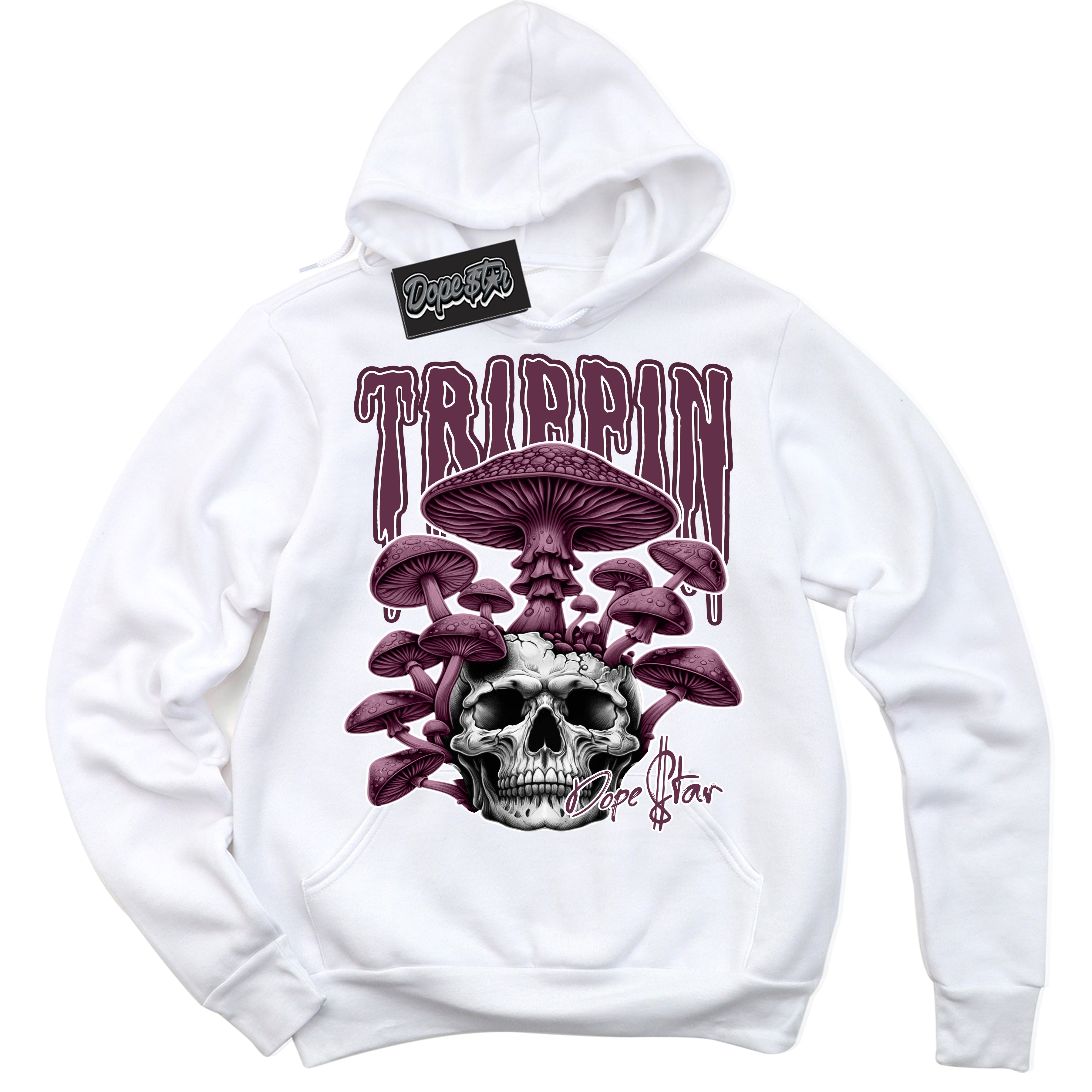 Cool White Hoodie with “Trippin” design that Perfectly Matches White Viotech Dunks.