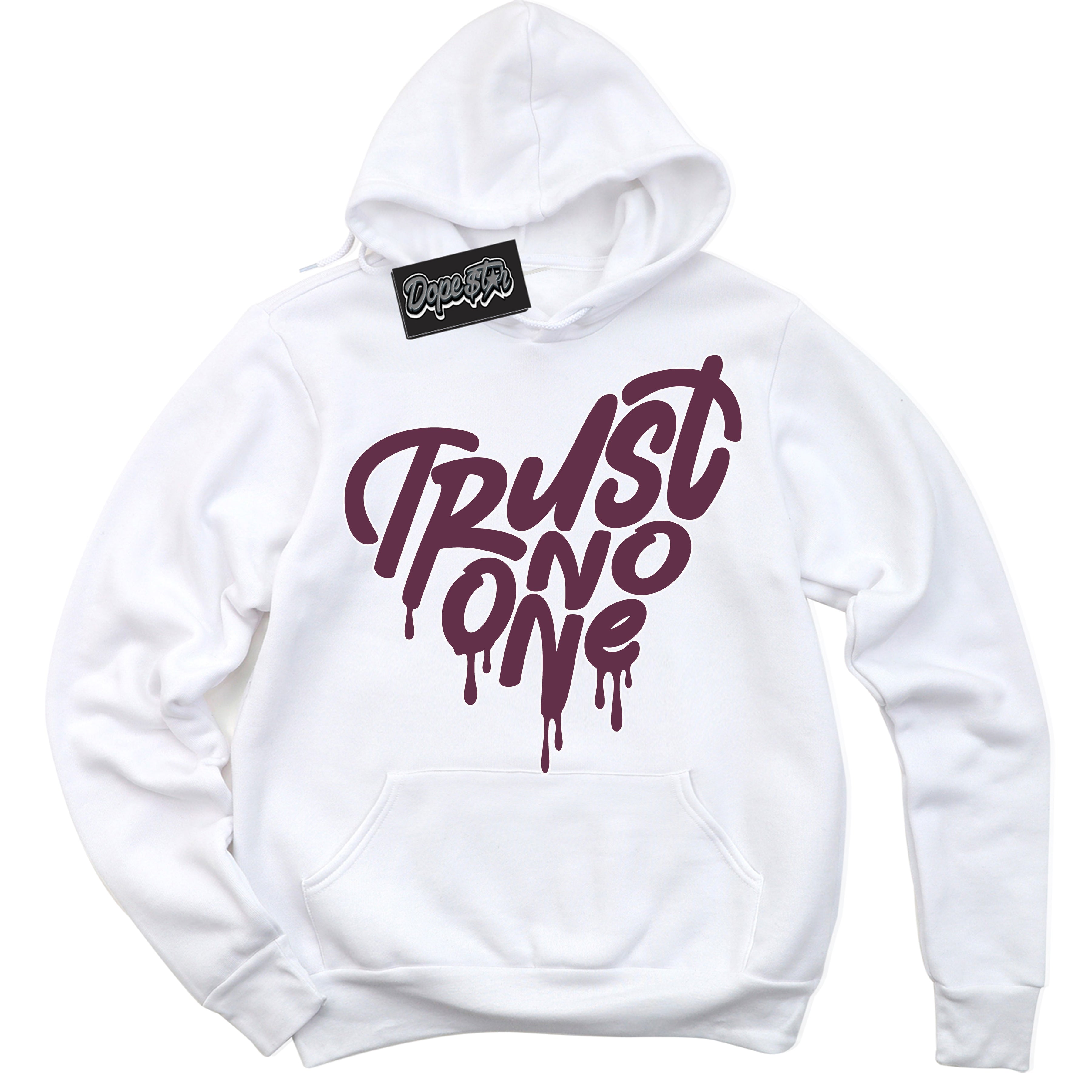 Cool White Hoodie with “Trust No One Heart” design that Perfectly Matches White Viotech Dunks.