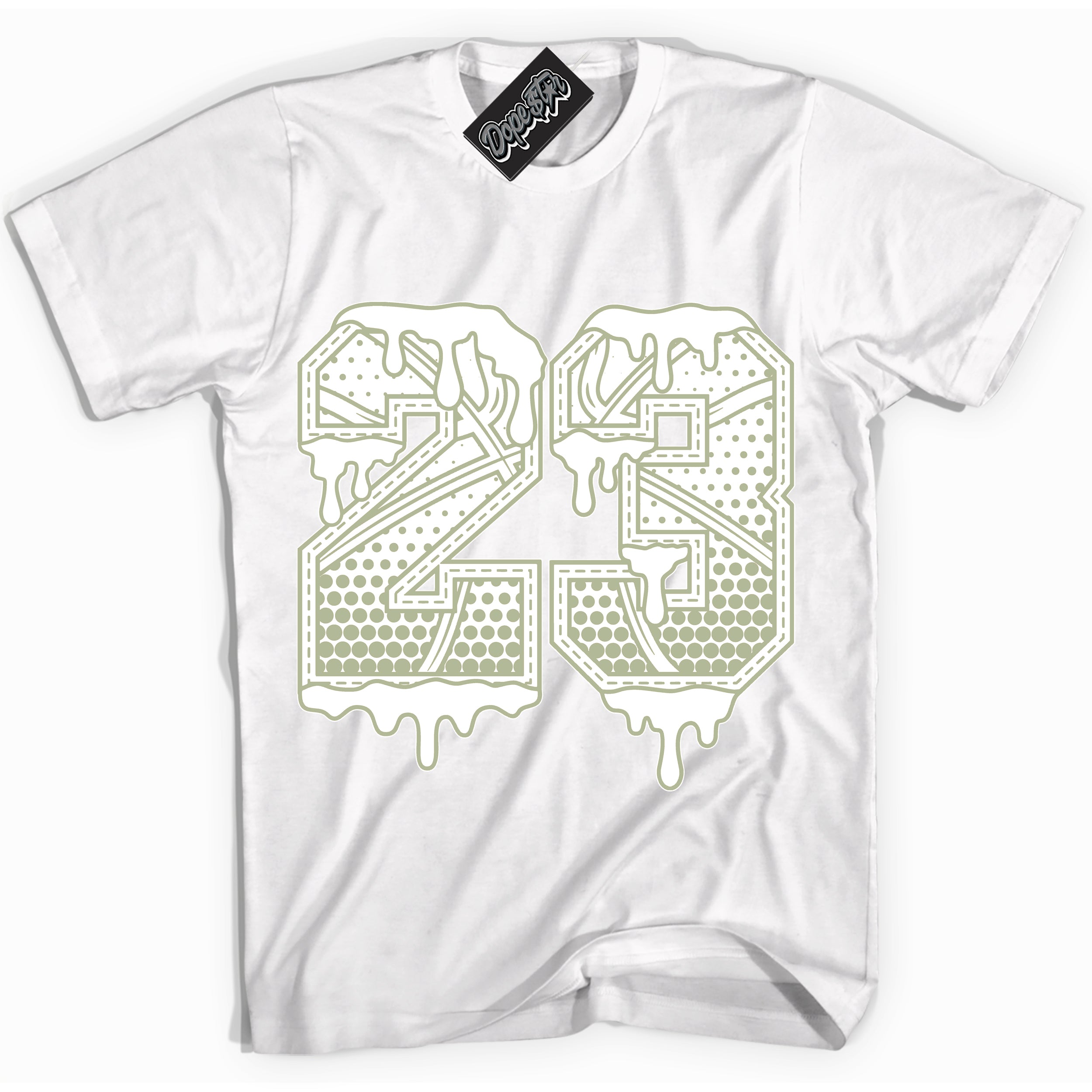 Cool White Shirt with “ 23 Ball ” design that perfectly matches Next Nature Olive Aura Dunks.
