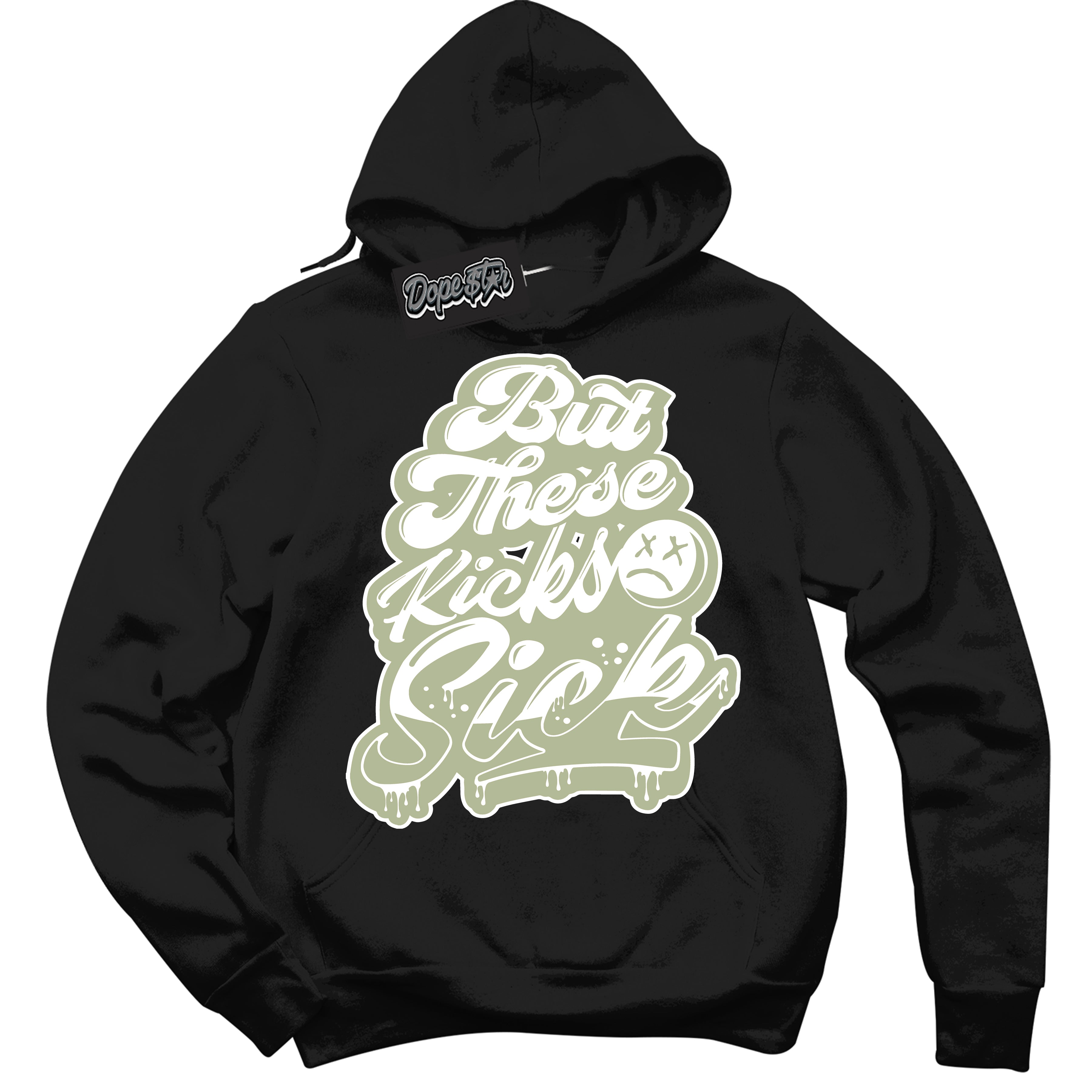 Cool Black Hoodie with “ Kick Sick ”  design that Perfectly Matches Next Nature Olive Aura Dunks.
