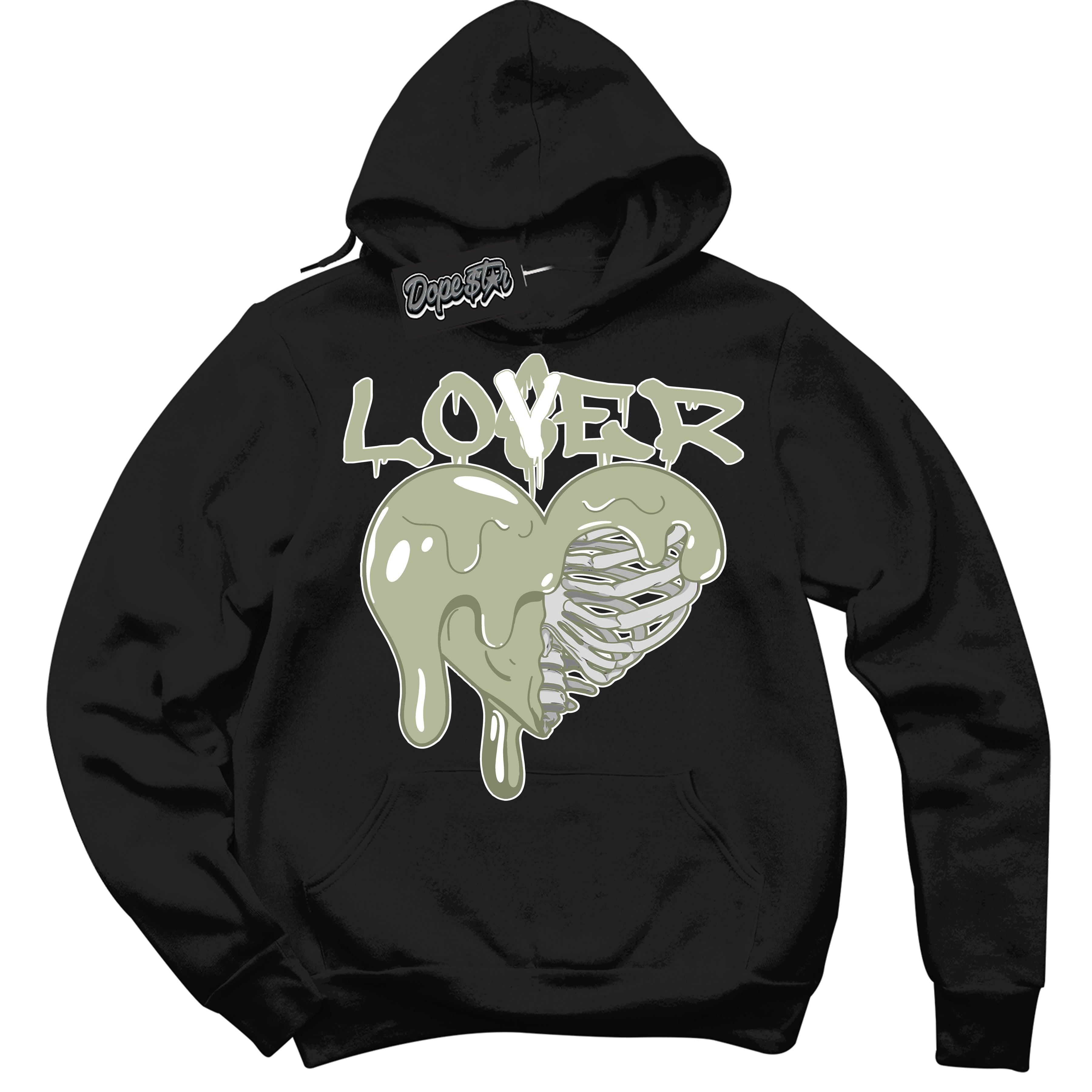 Cool Black Hoodie with “ Lover Loser ”  design that Perfectly Matches Next Nature Olive Aura Dunks.
