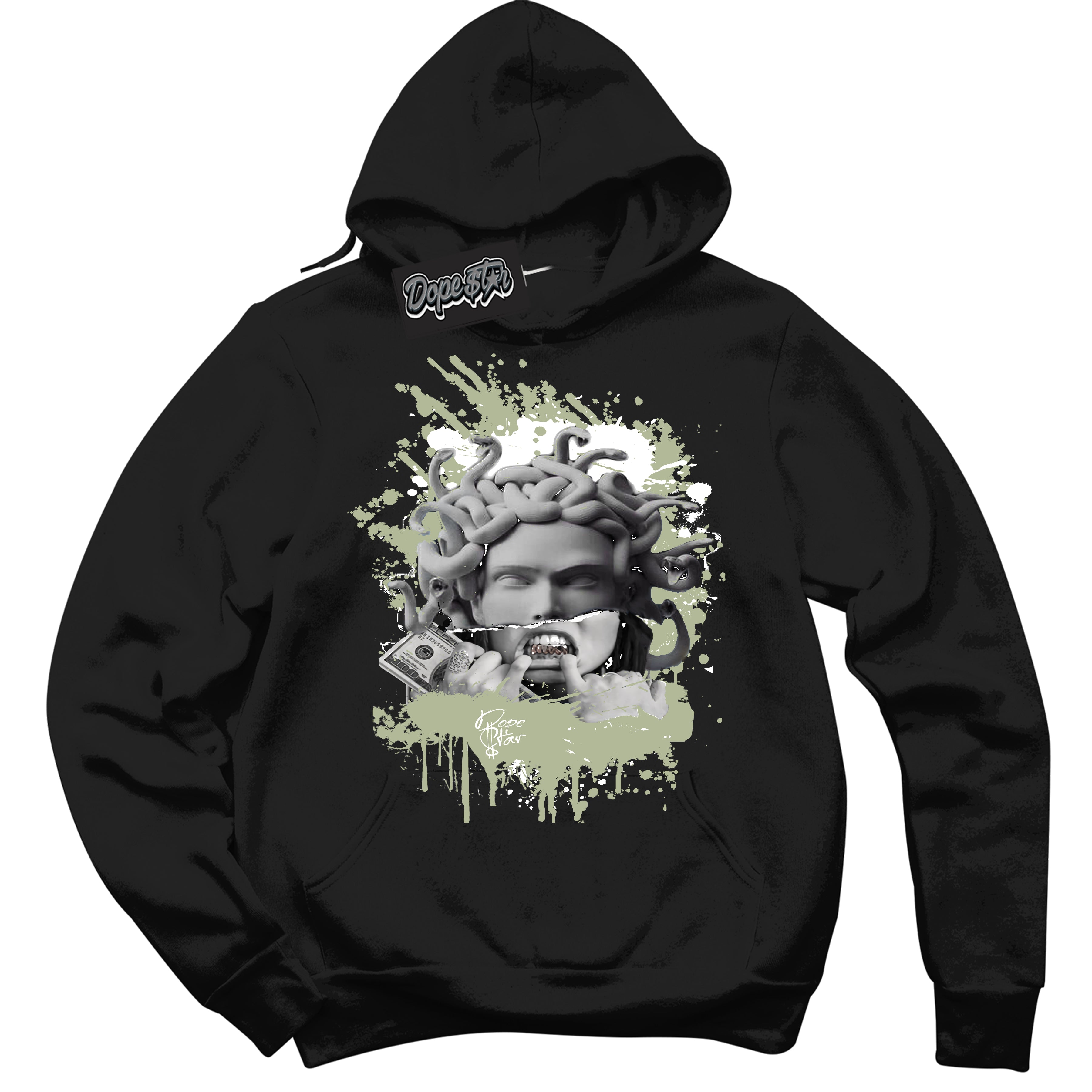 Cool Black Hoodie with “ Medusa ”  design that Perfectly Matches Next Nature Olive Aura Dunks.
