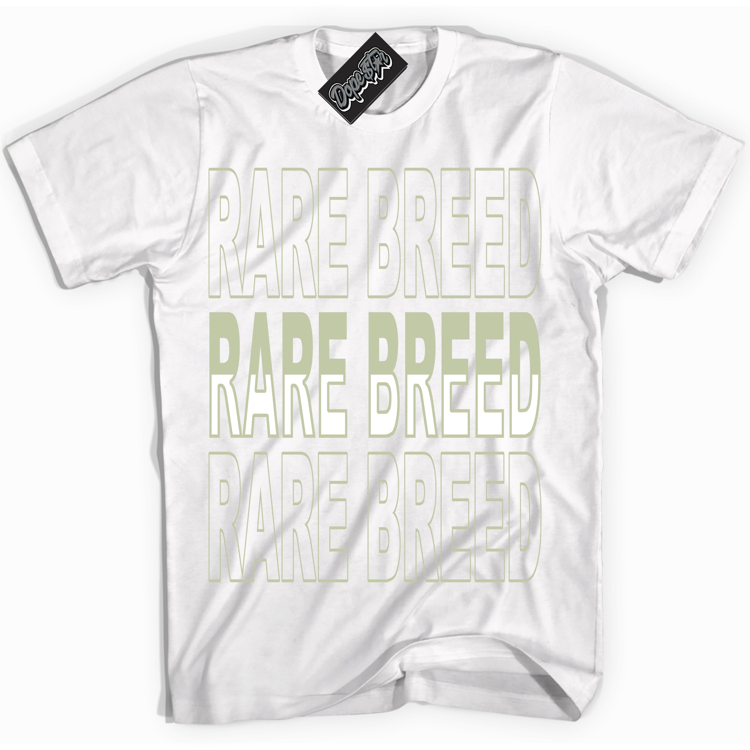 Cool White Shirt with “ Rare Breed ” design that perfectly matches Next Nature Olive Aura Dunks.
