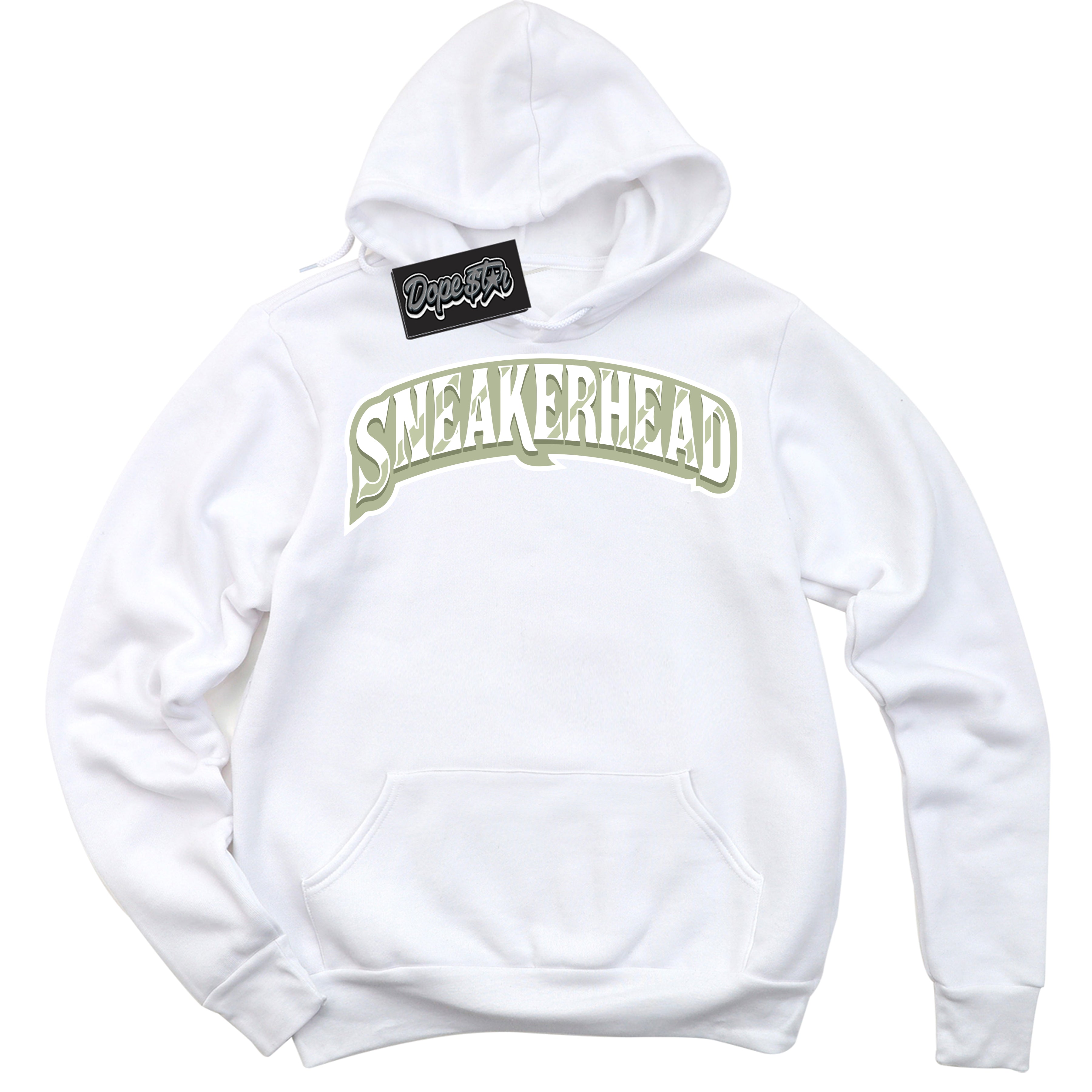 Cool White Hoodie with “ Sneakerhead ”  design that Perfectly Matches Next Nature Olive Aura Dunks.
