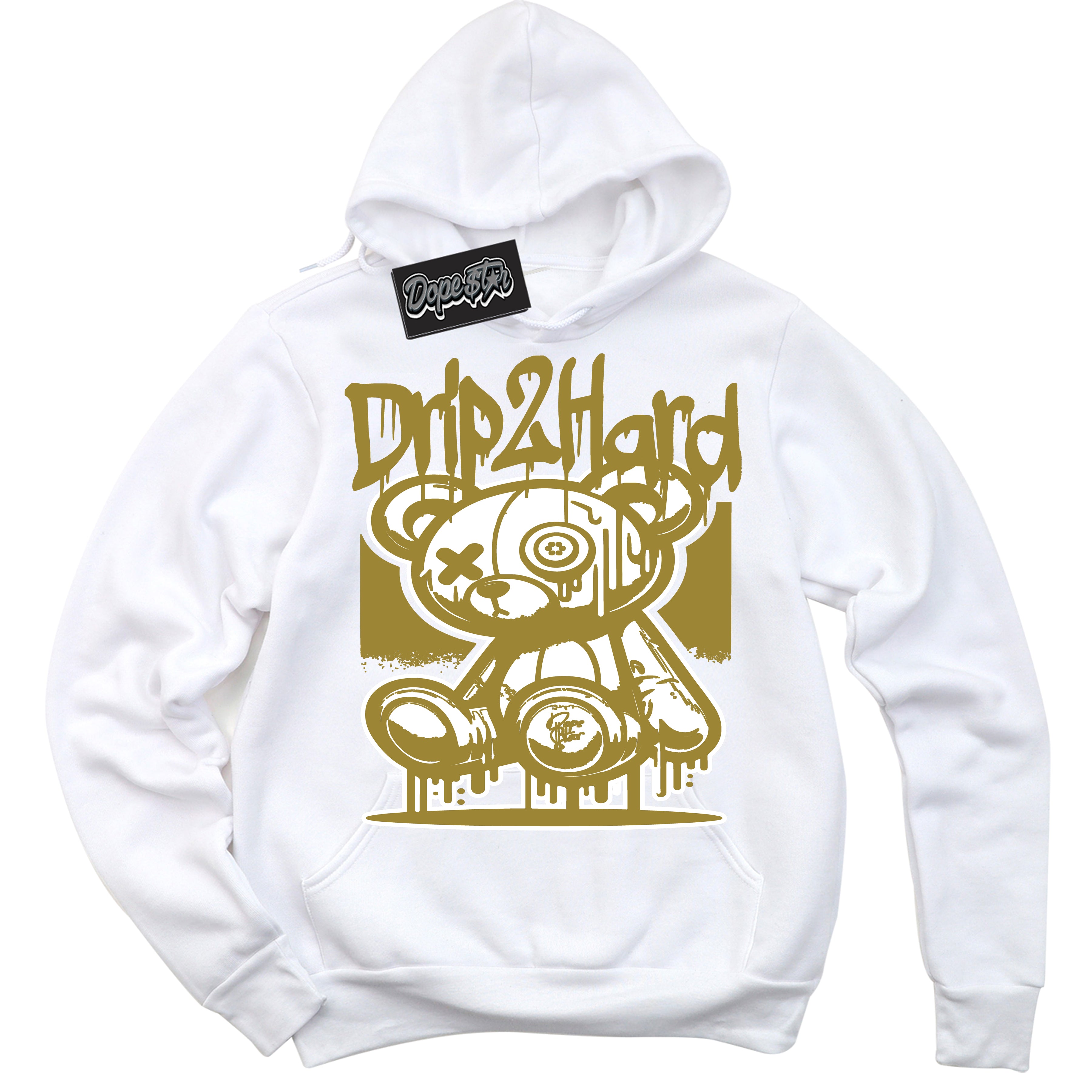 Cool White Hoodie with “ Drip 2 Hard ”  design that Perfectly Matches Pacific Moss Dunks.
