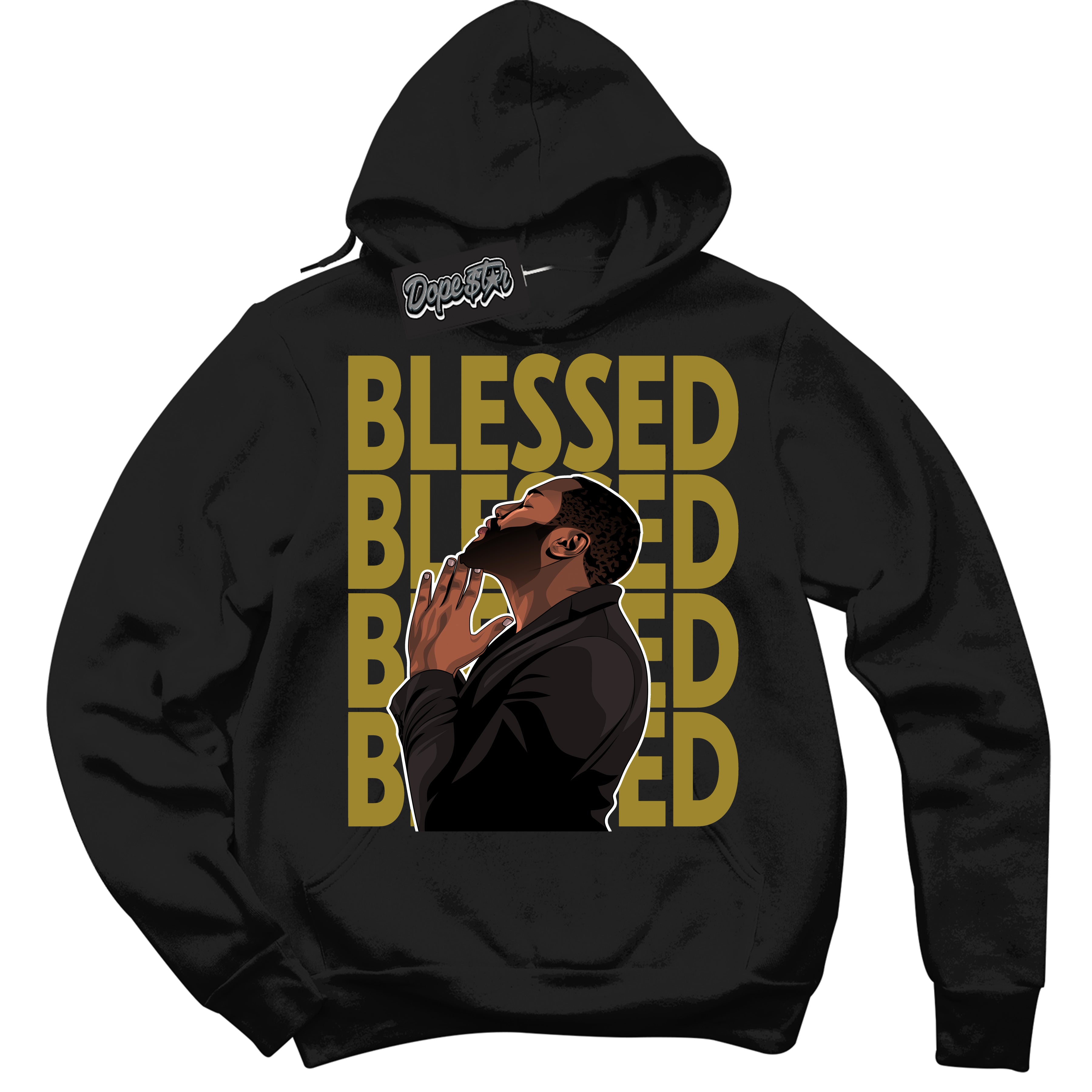 Cool Black Hoodie with “ God Blessed  ”  design that Perfectly Matches Pacific Moss Dunks.
