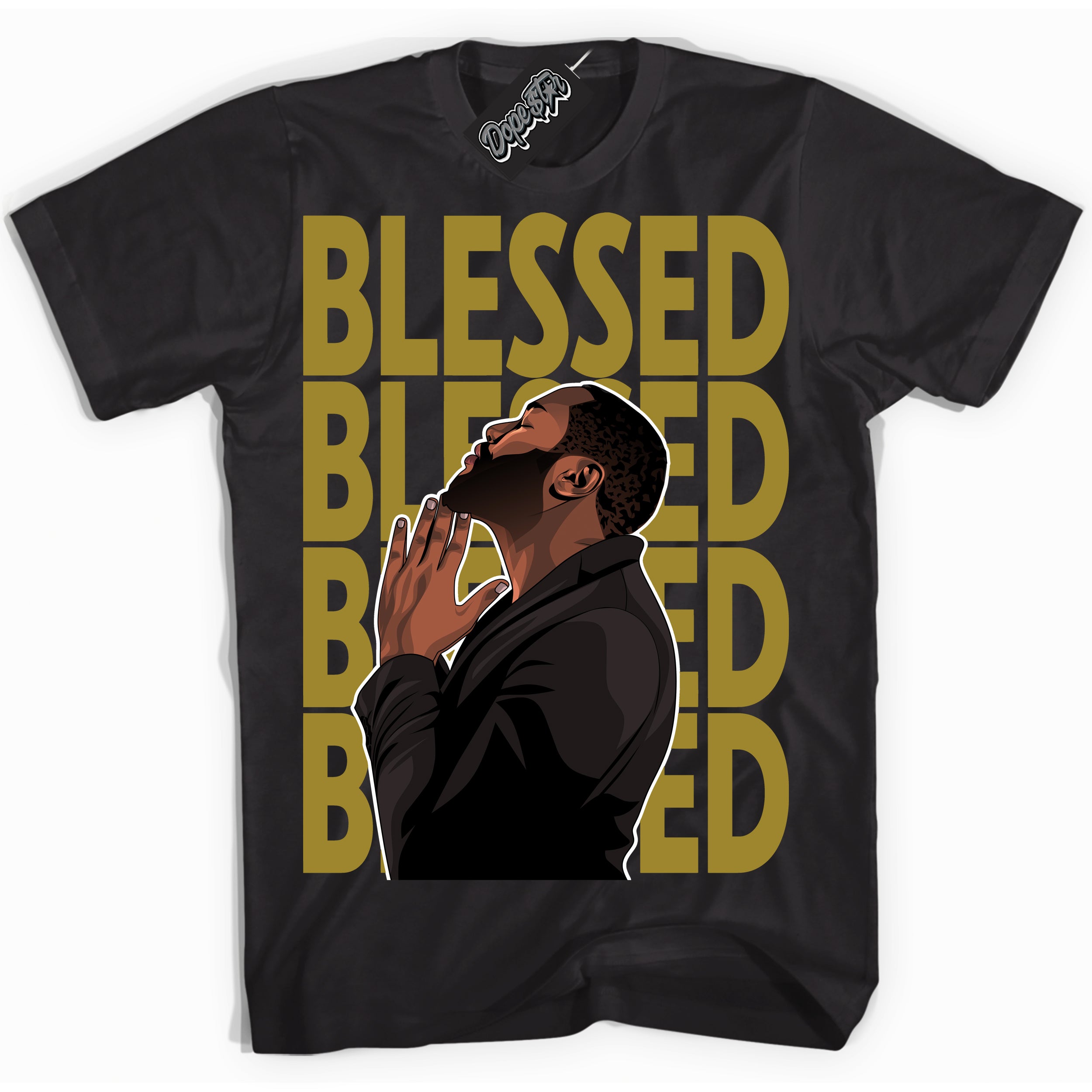 Cool Black Shirt with “ God Blessed  ” design that perfectly matches Pacific Moss Dunks.
