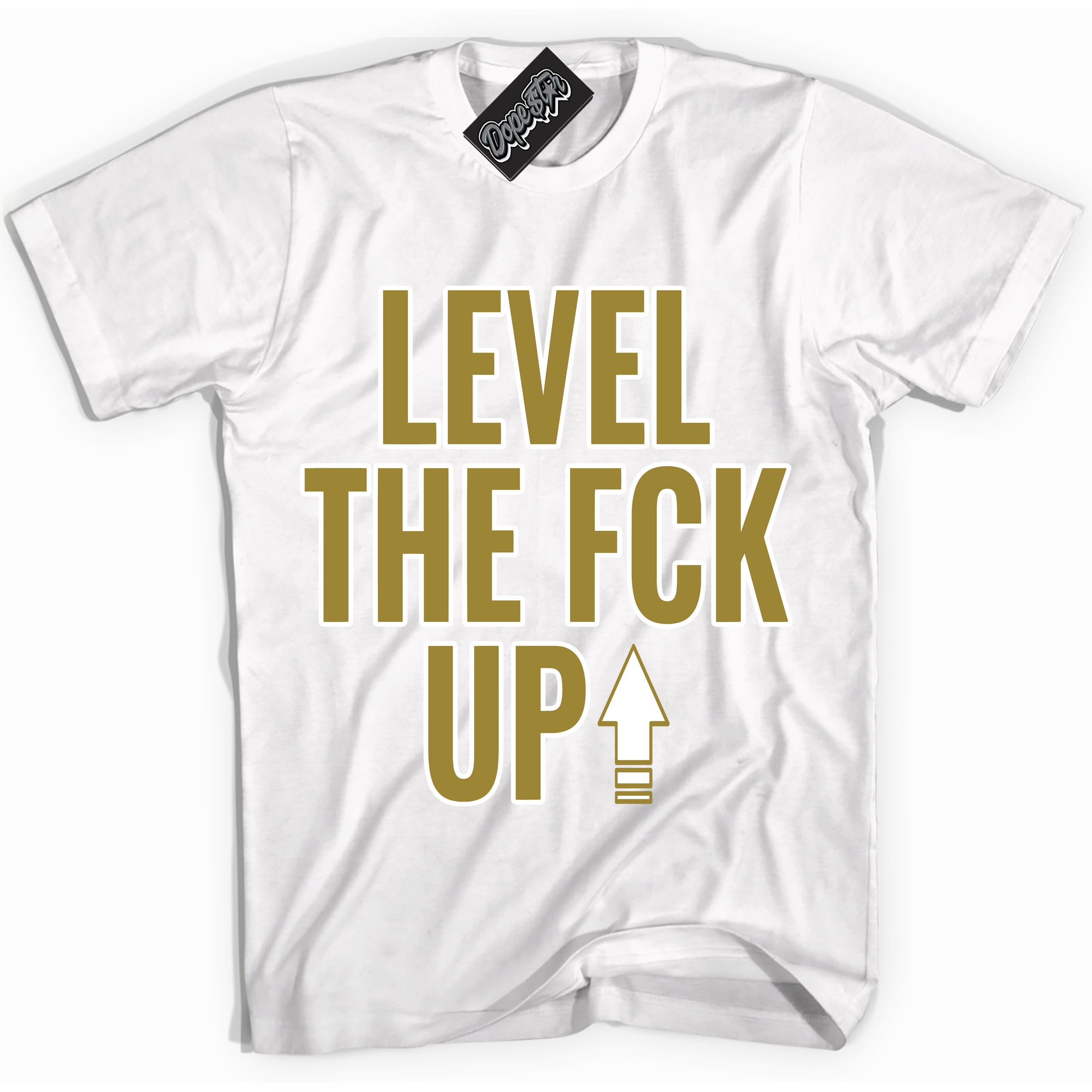 Cool White Shirt with “ Level The Fck Up ” design that perfectly matches Pacific Moss Dunks.
