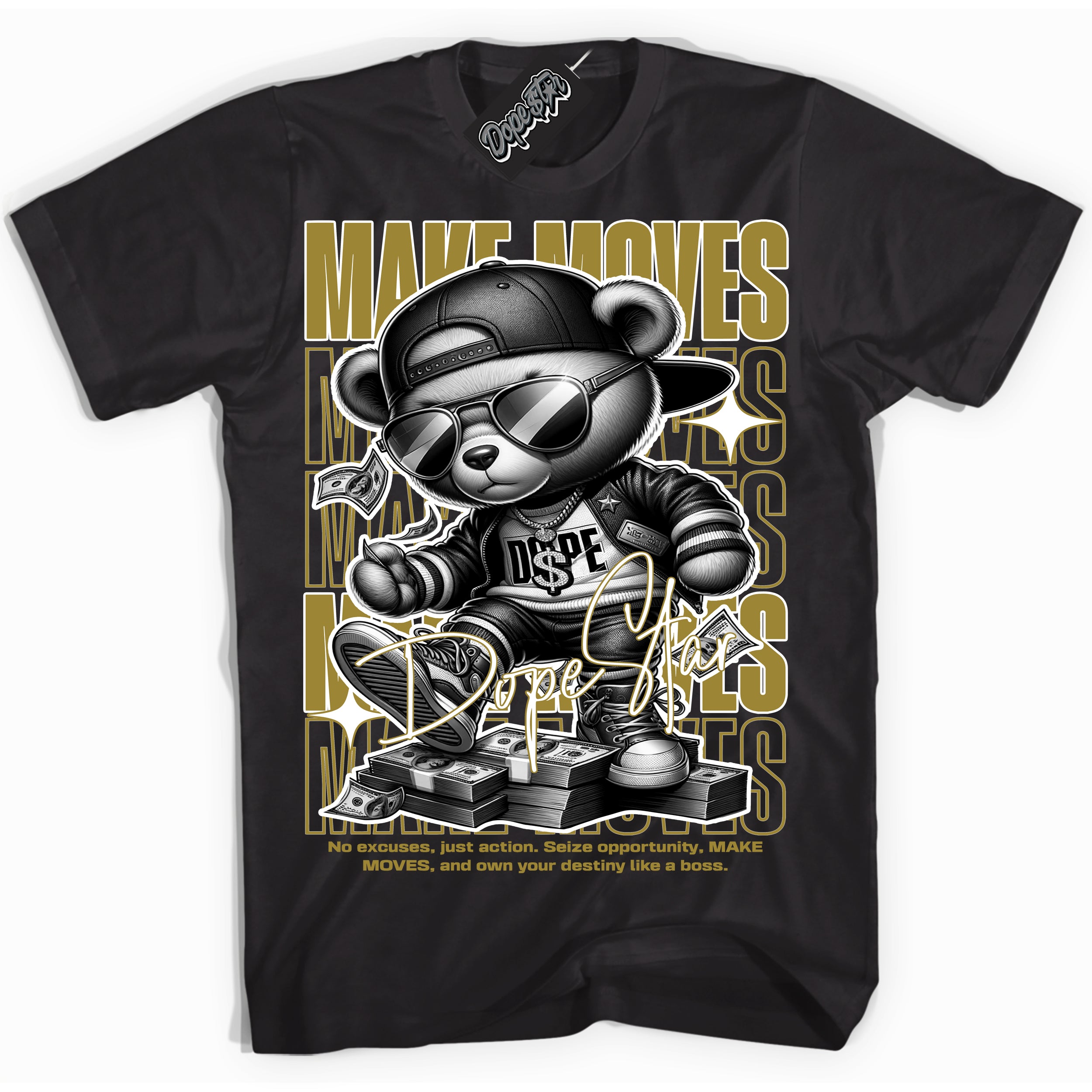 Cool Black Shirt with “ Makin Moves” design that perfectly matches Pacific Moss Sneakers.