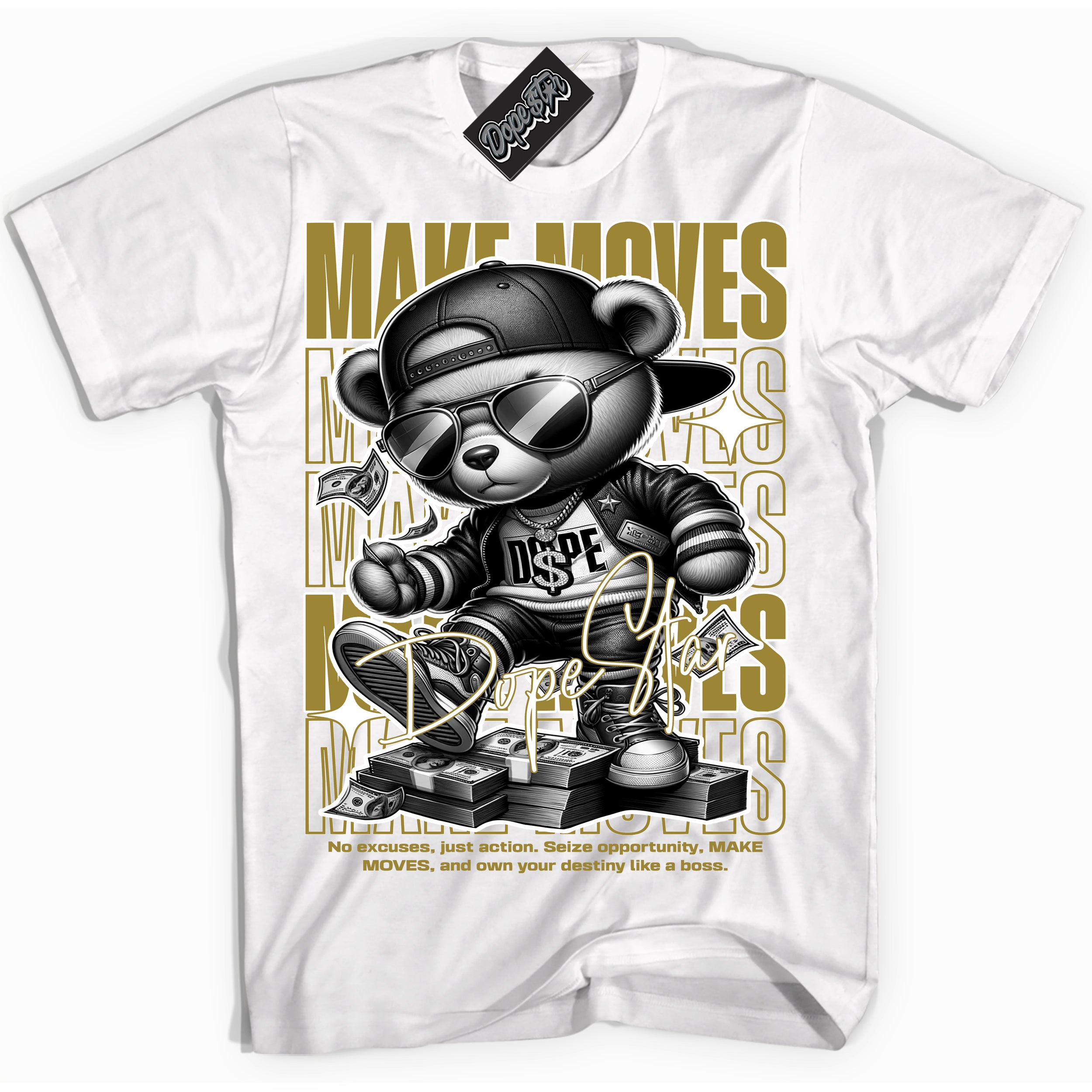 Cool White Shirt with “ Makin Moves” design that perfectly matches Pacific Moss Sneakers.