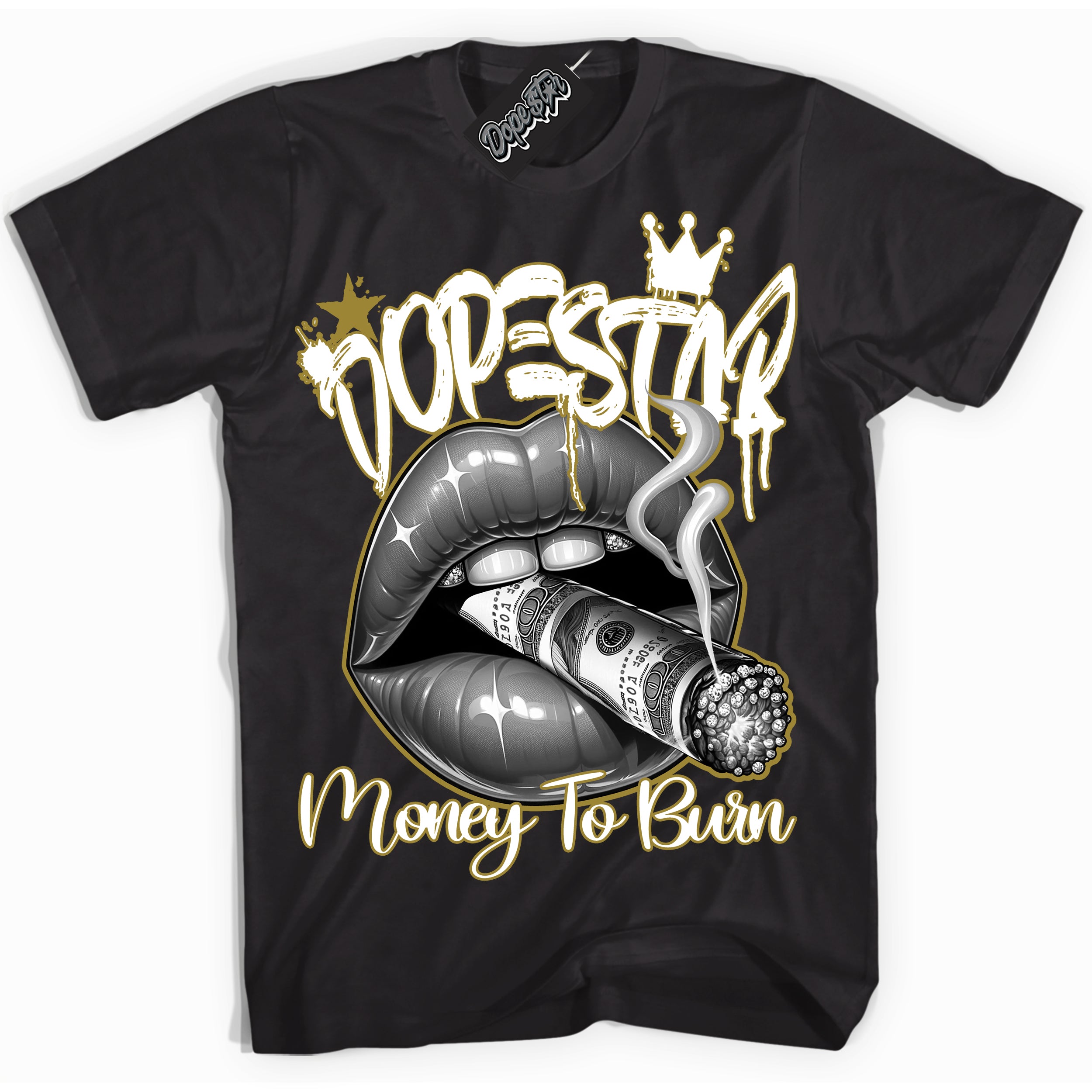 Cool Black Shirt with “ Money To Burn” design that perfectly matches Pacific Moss Sneakers.