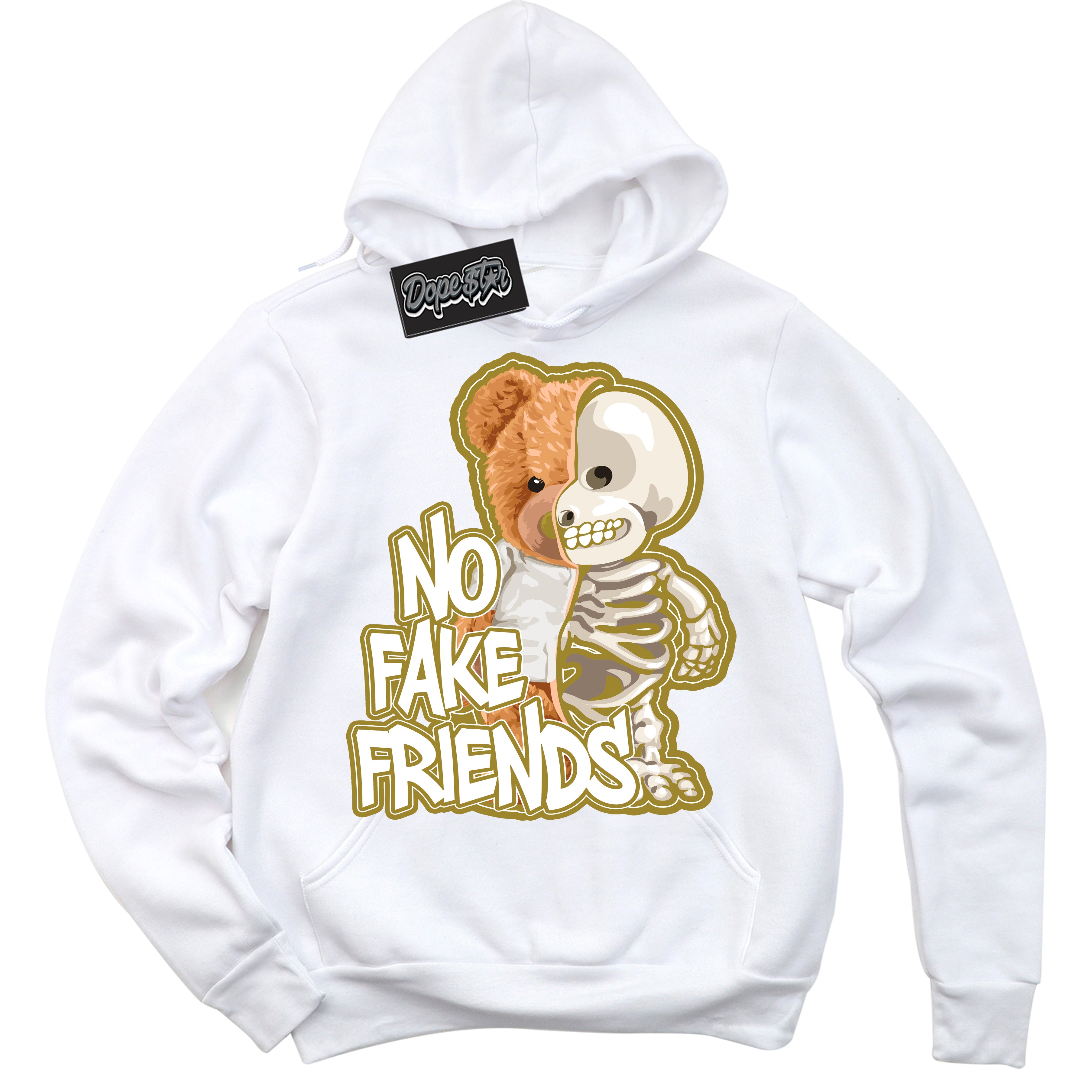 Cool White Hoodie with “ No Fake Friends ”  design that Perfectly Matches Pacific Moss Dunks.
