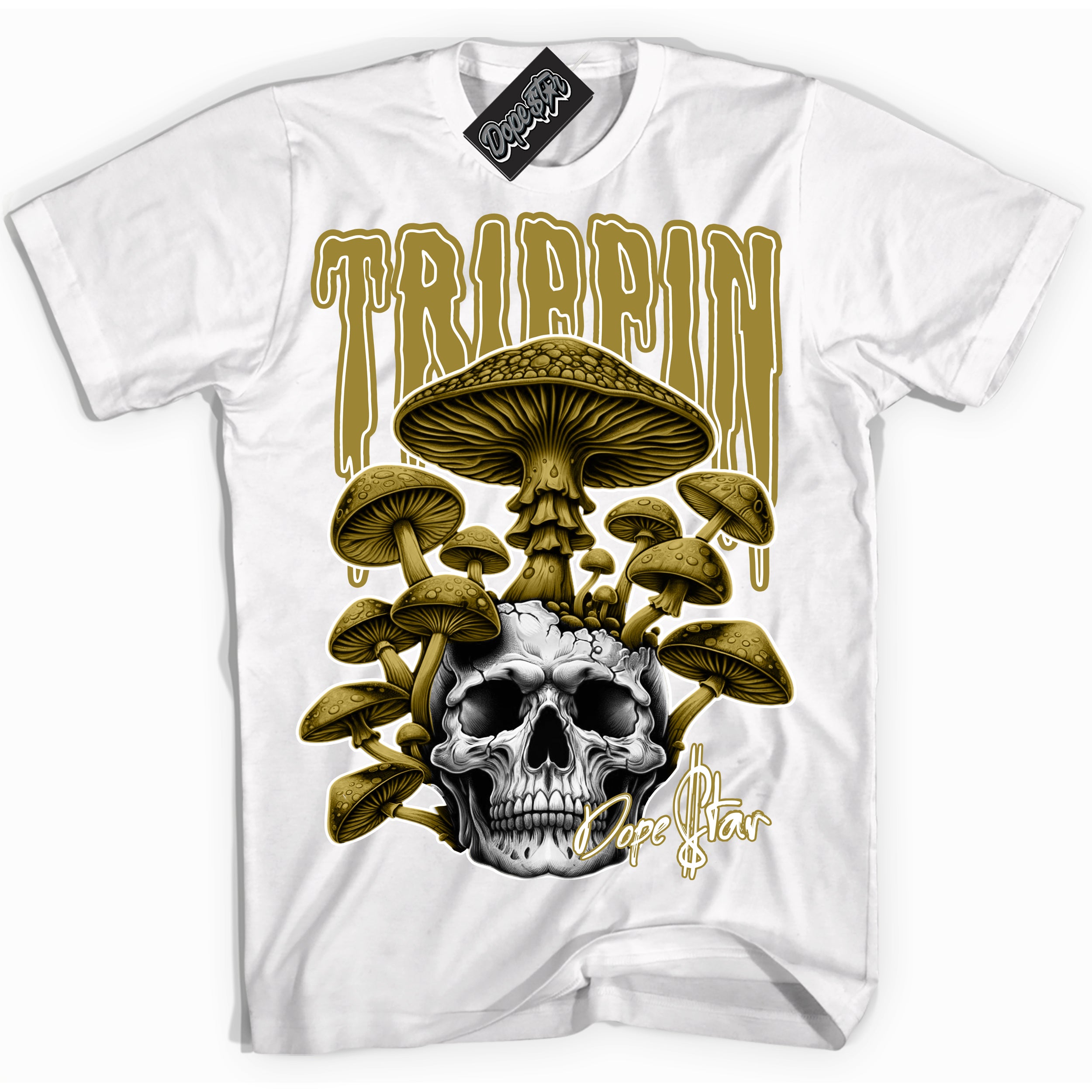 Cool White Shirt with “Trippin” design that perfectly matches the Pacific Moss Dunk Sneakers.