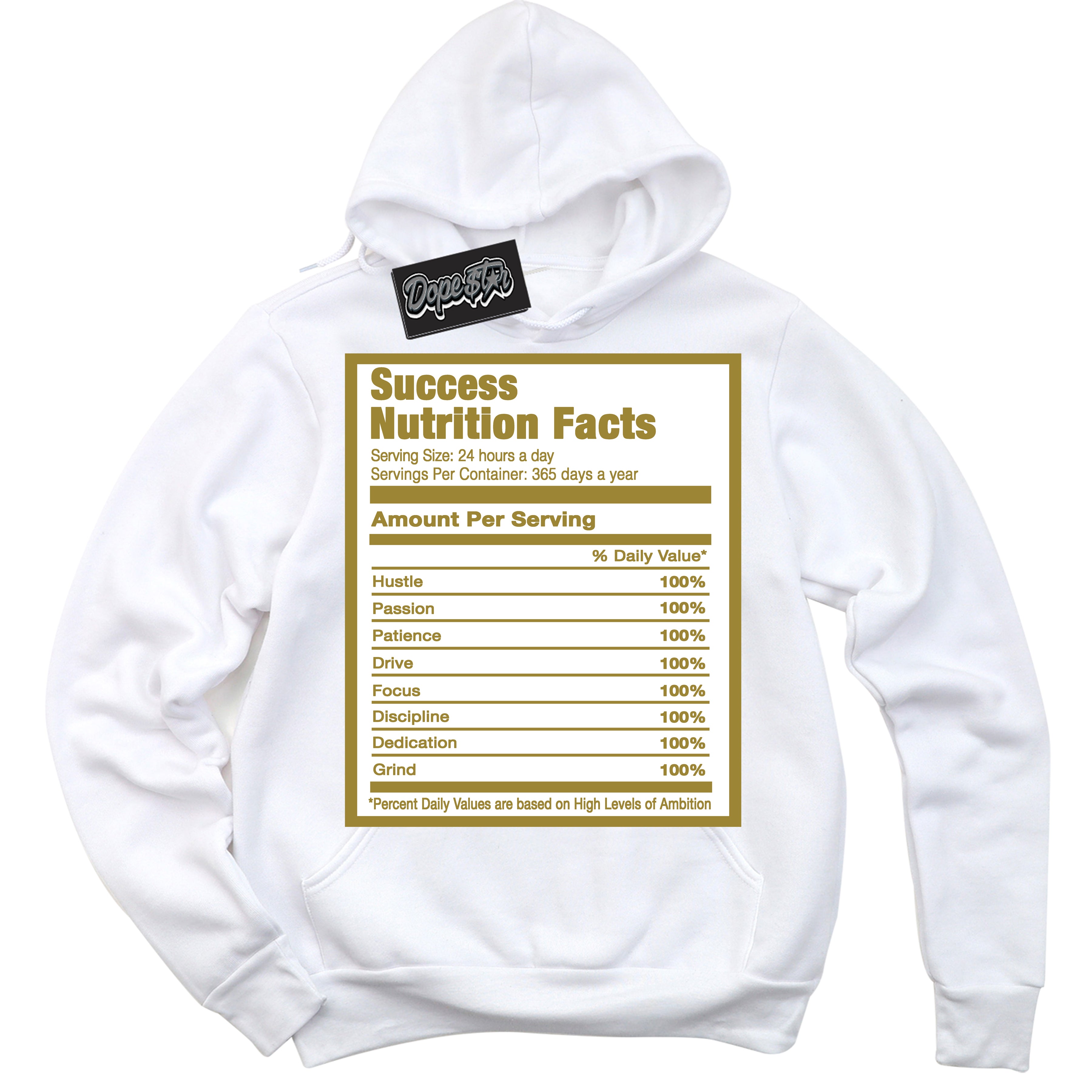 Cool White Hoodie with “ Success Nutrition ”  design that Perfectly Matches Pacific Moss Dunks.
