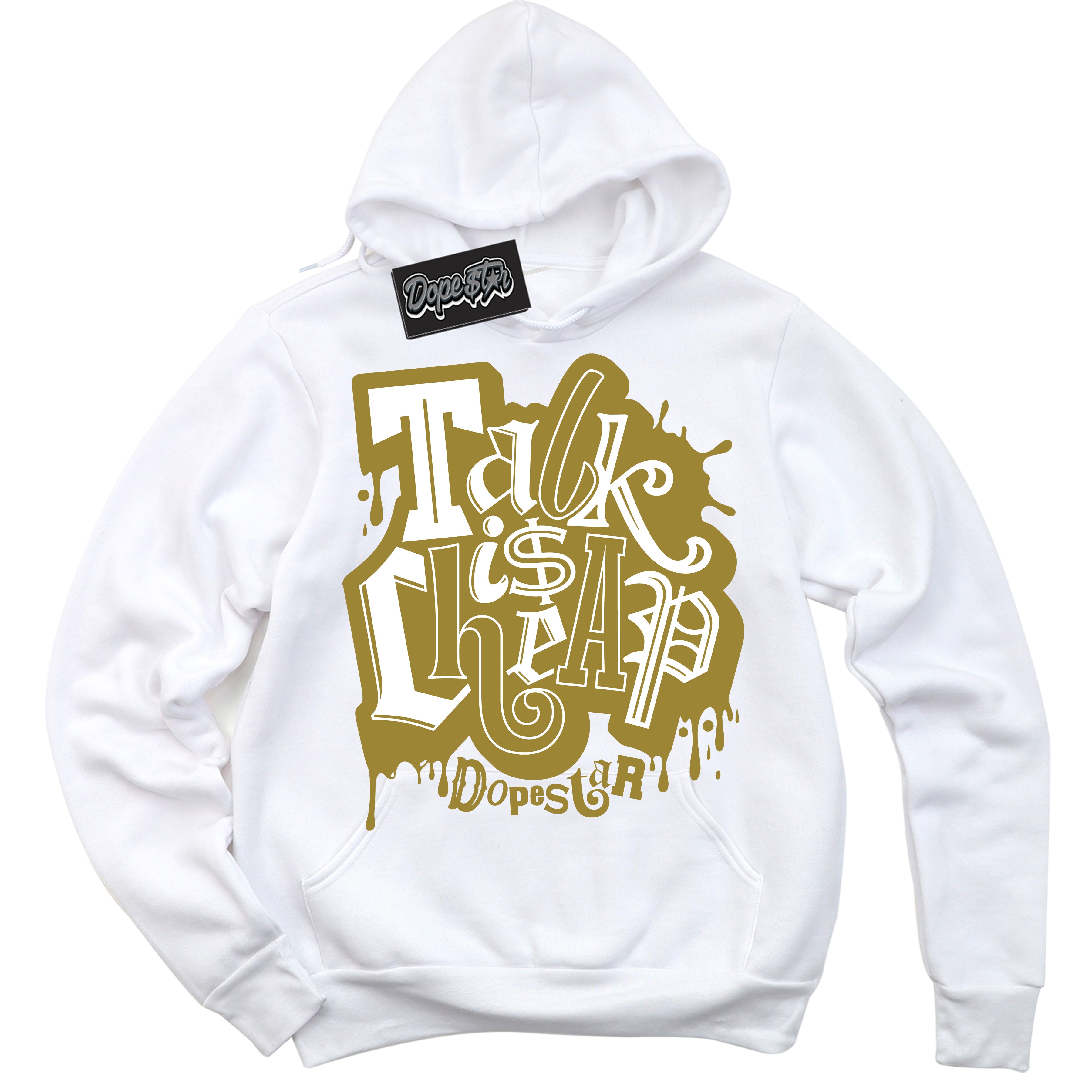 Cool White Hoodie with “ Talk Is Cheap ”  design that Perfectly Matches Pacific Moss Dunks.
