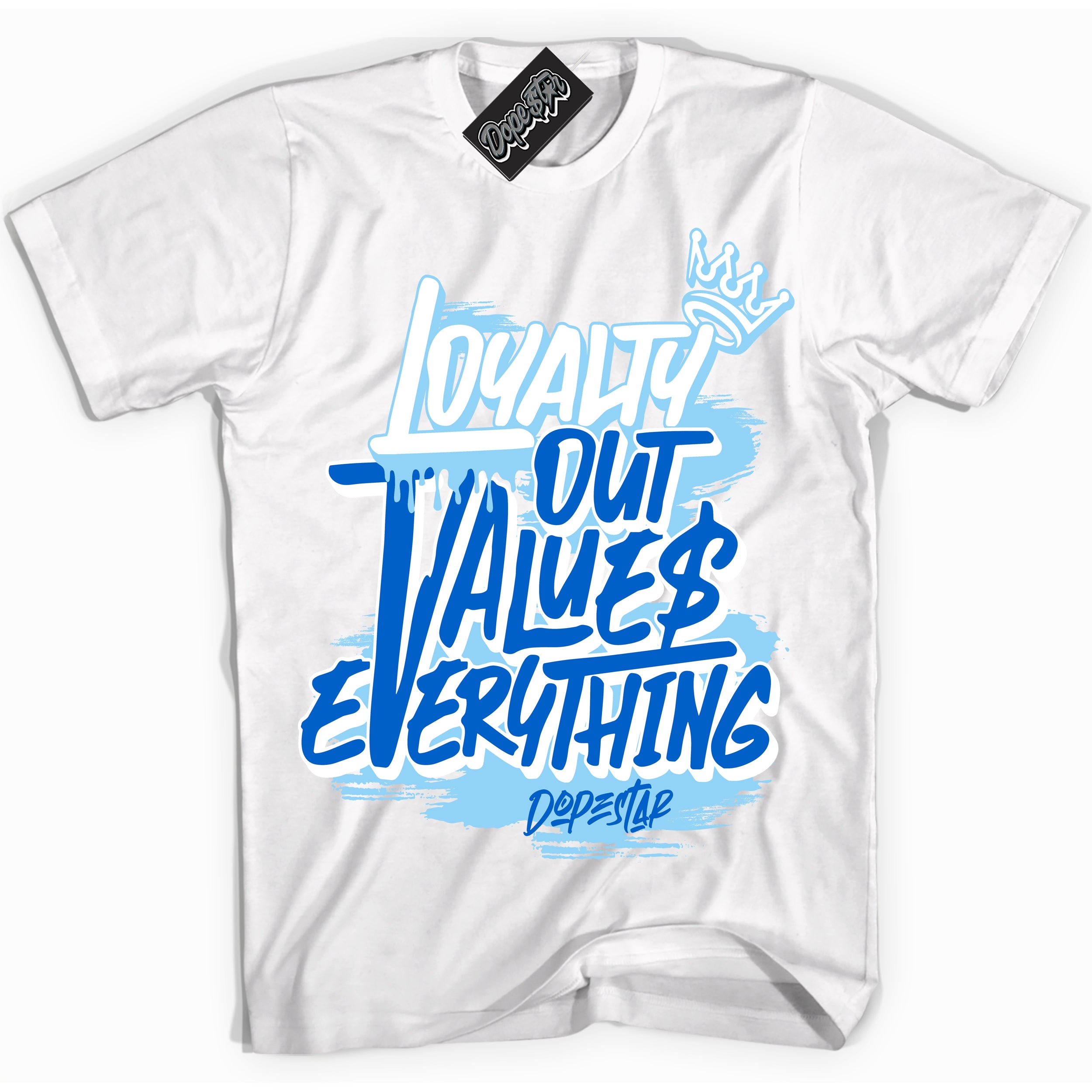 Cool White Shirt with “ Loyalty Out Values Everything” design that perfectly matches Argon Sneakers.