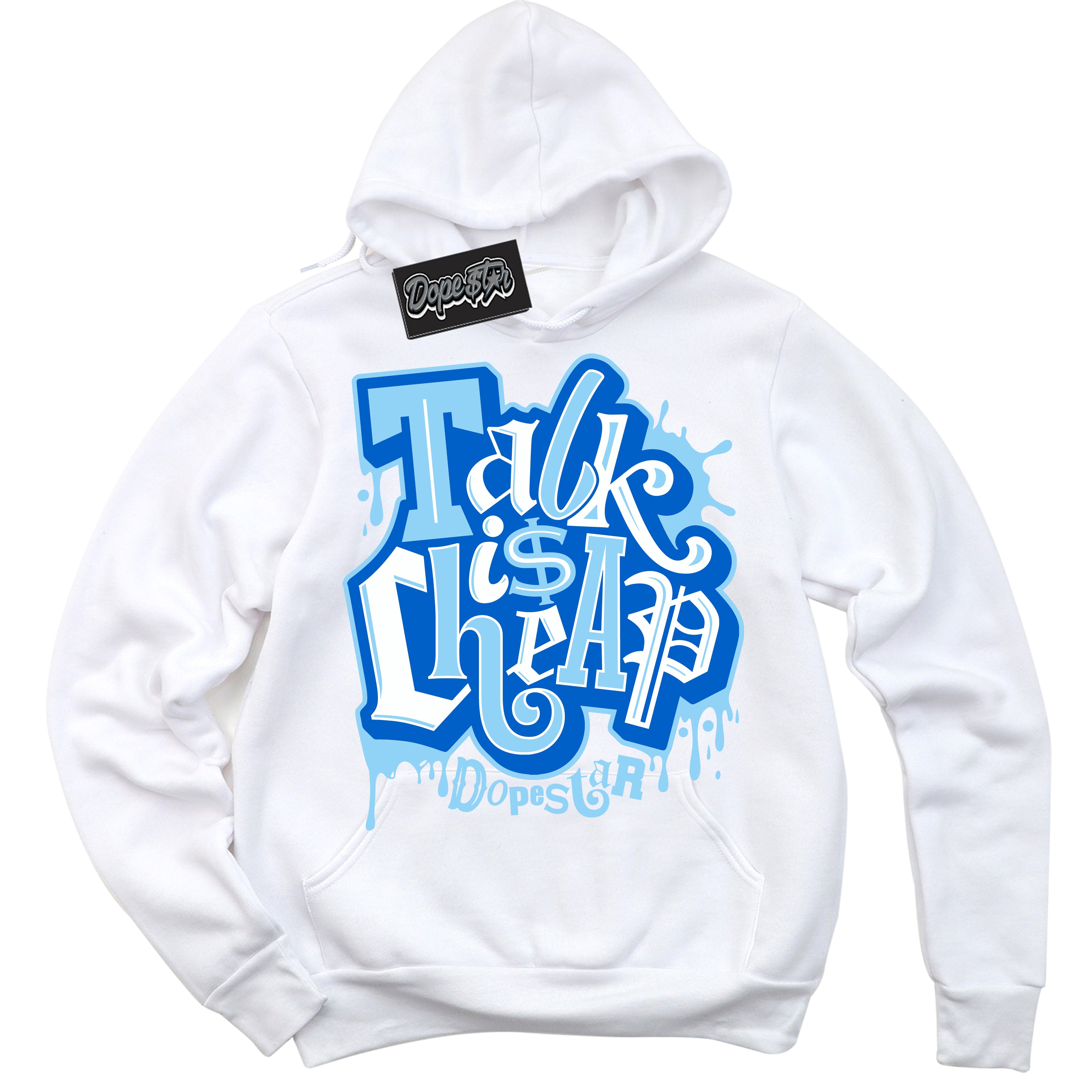 Cool White Hoodie with “ Talk Is Cheap ”  design that Perfectly Matches Argon Sneakers.