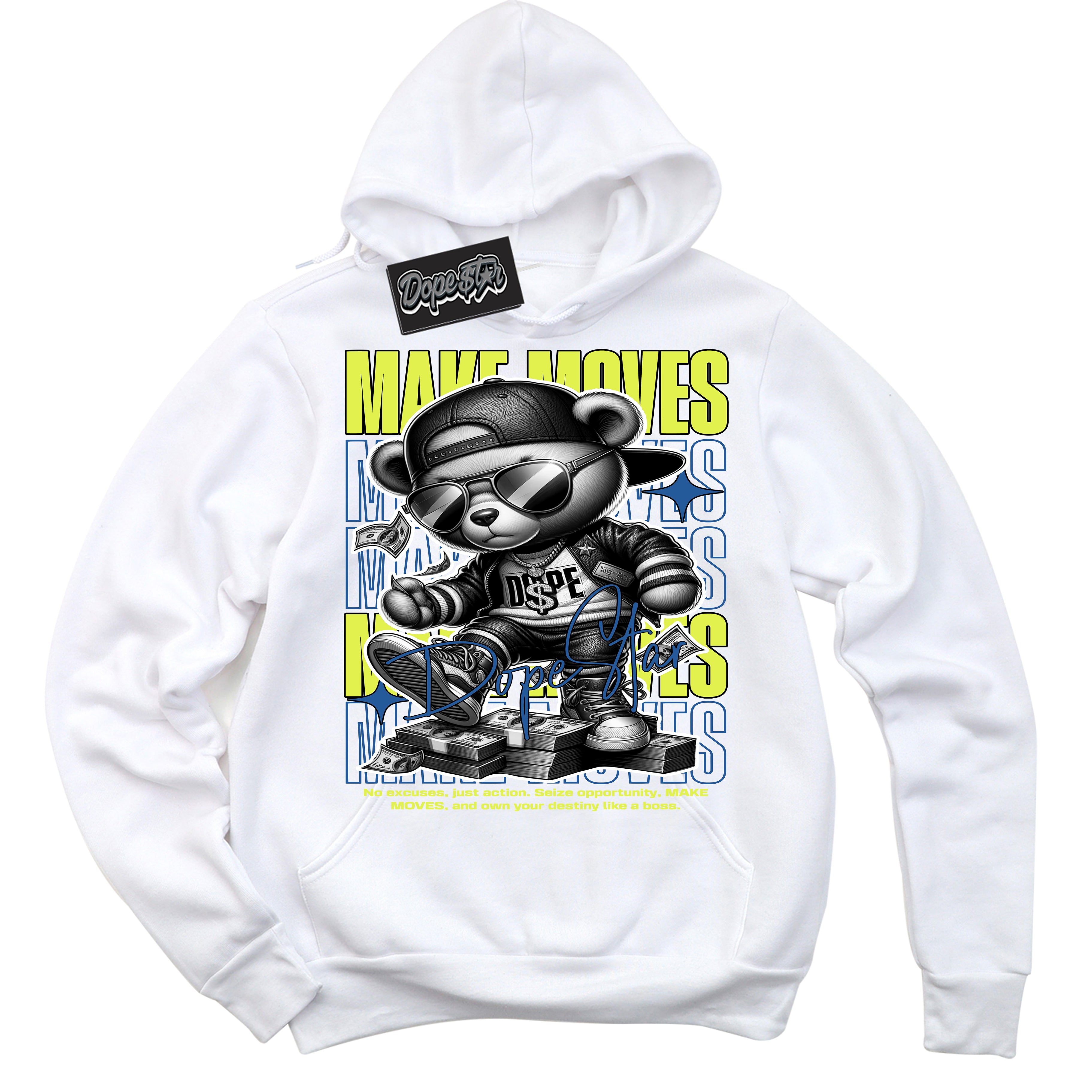 Cool White Hoodie with “ Makin Moves ”  design that Perfectly Matches 86 Air Max Day 1s Sneakers.