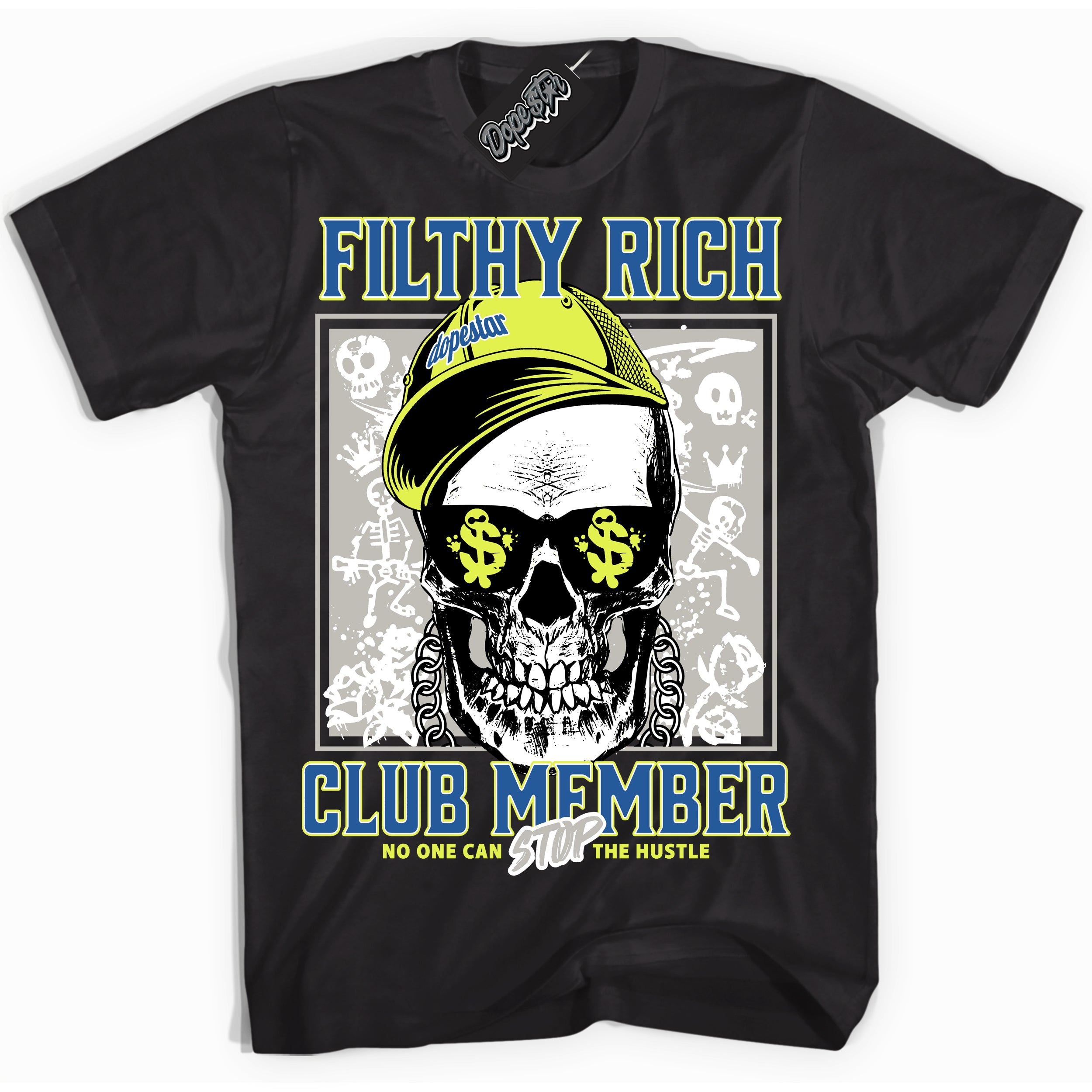 Cool Black Shirt with “ Filthy Rich” design that perfectly matches '86 Air Max Day 1s Sneakers.