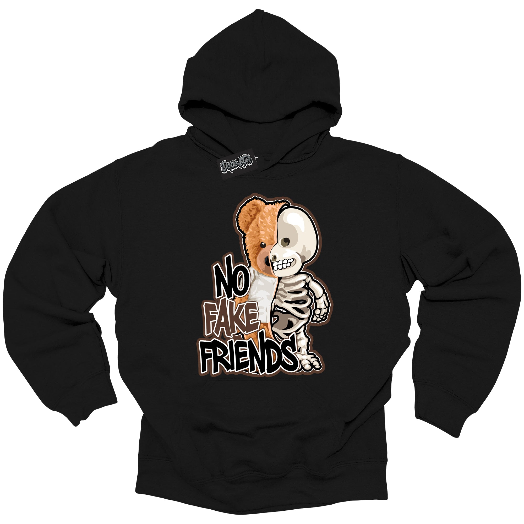 Cool Black Graphic Dope`Star Hoodie with “ No Fake Friends “ print, that perfectly matches Palomino 1s sneakers