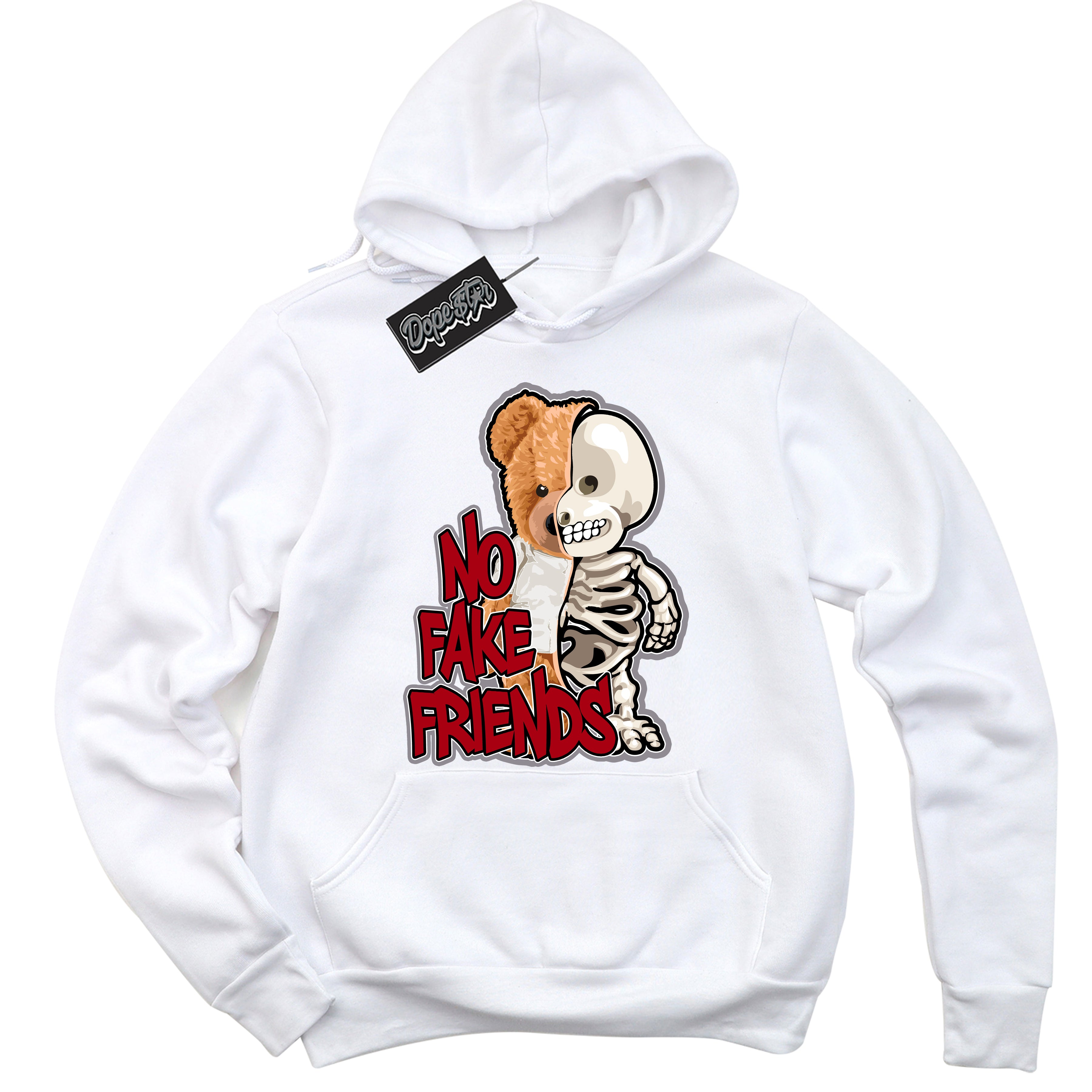 Cool White Hoodie with “ No Fake Friends ”  design that Perfectly Matches Bred Reimagined 4s Jordans.