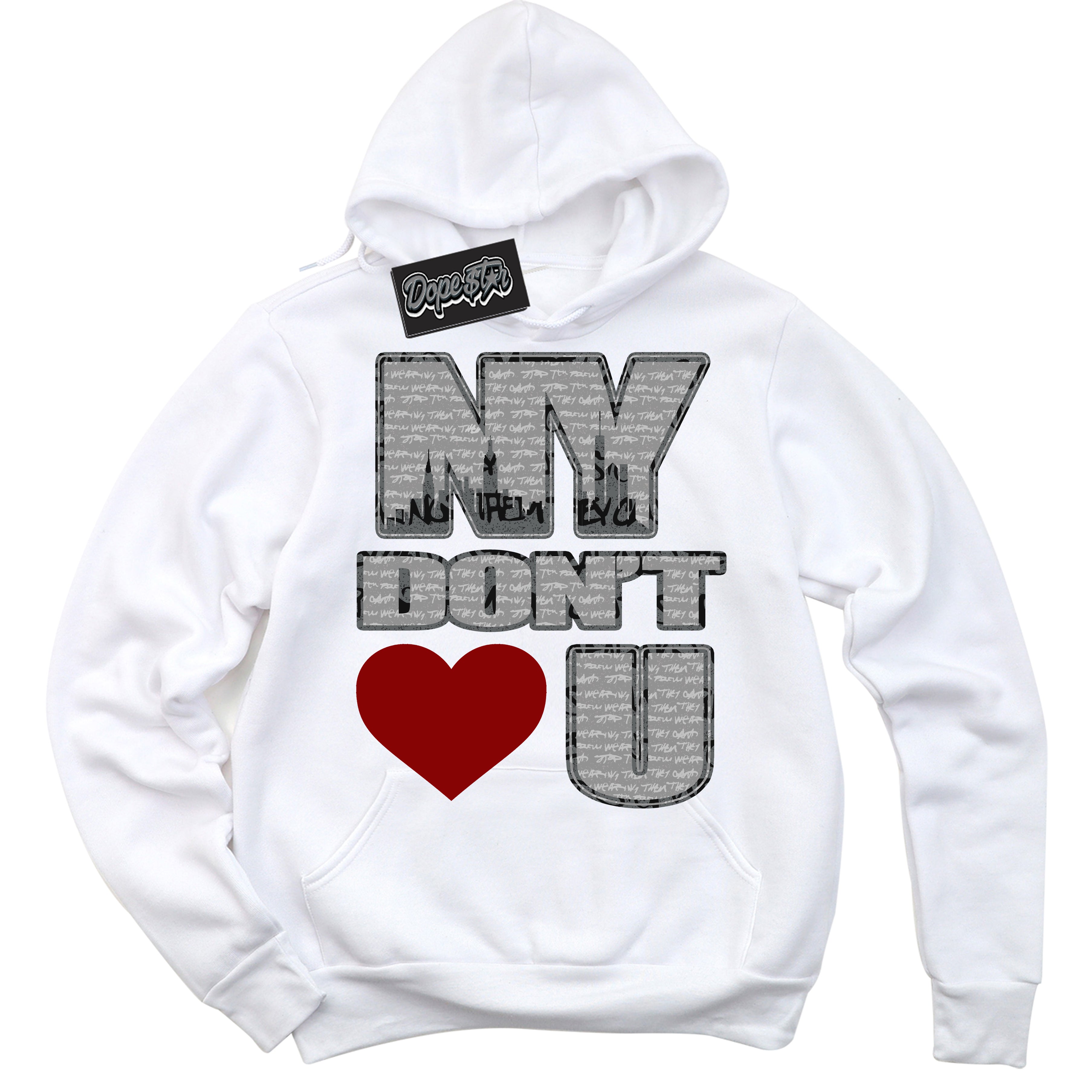 Cool White Hoodie with “ NY Don't Love You ”  design that Perfectly Matches Rebellionaire 1s Sneakers.