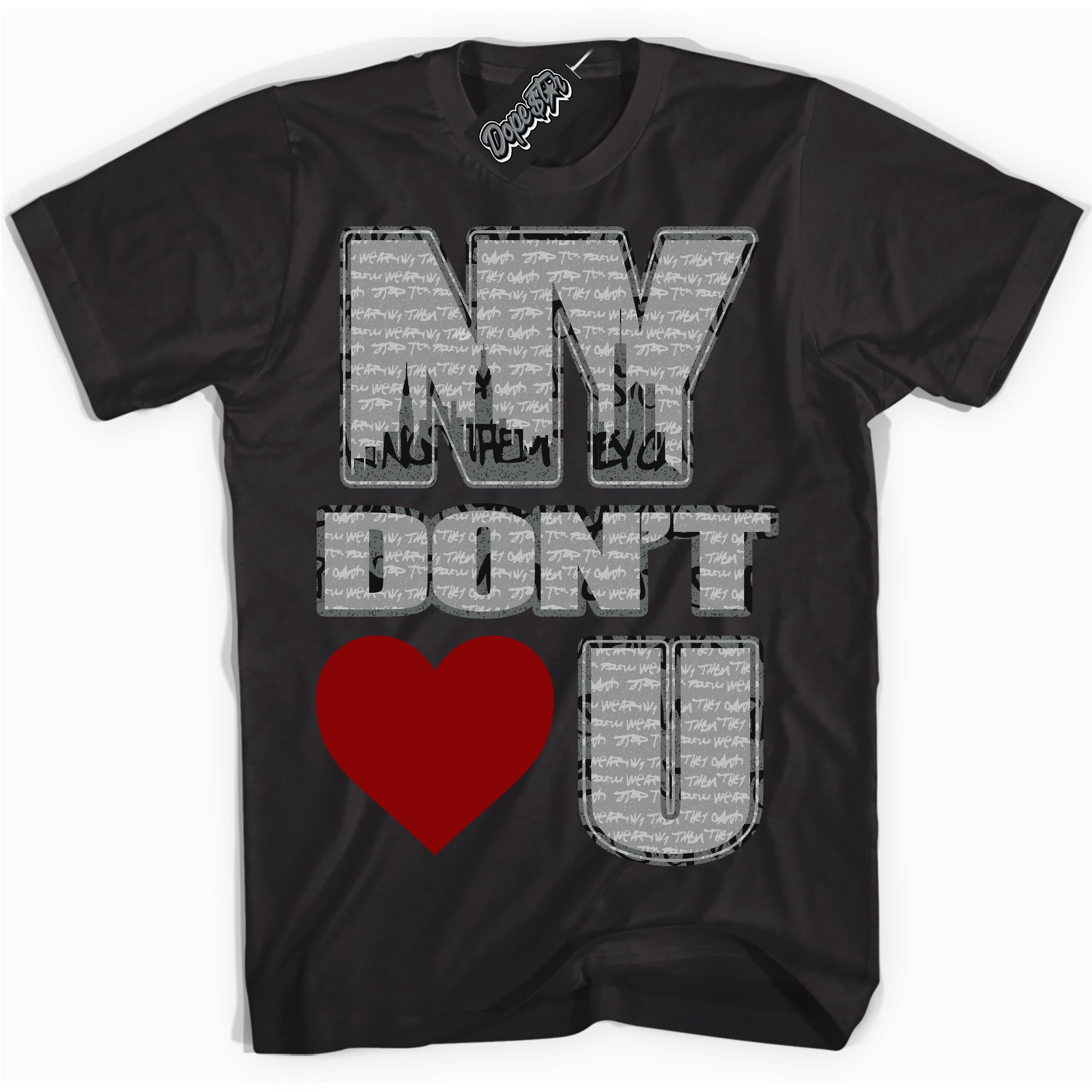 Cool Black Shirt with “ NY Don't Love You ” design that perfectly matches Rebellionaire 1s Sneakers.