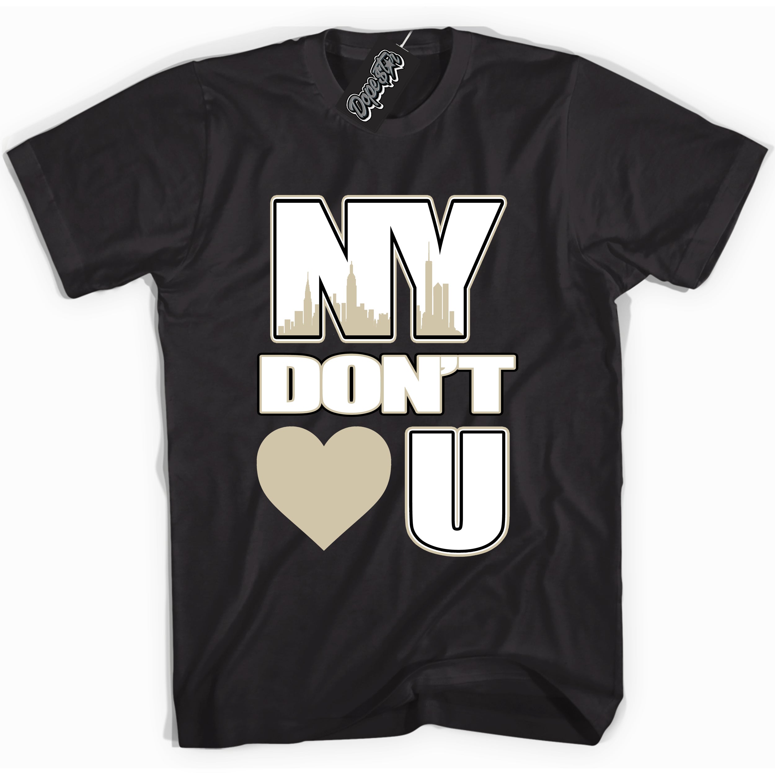 Cool Black Shirt with “ NY Don't Love You” design that perfectly matches Gratitude 11s Sneakers.