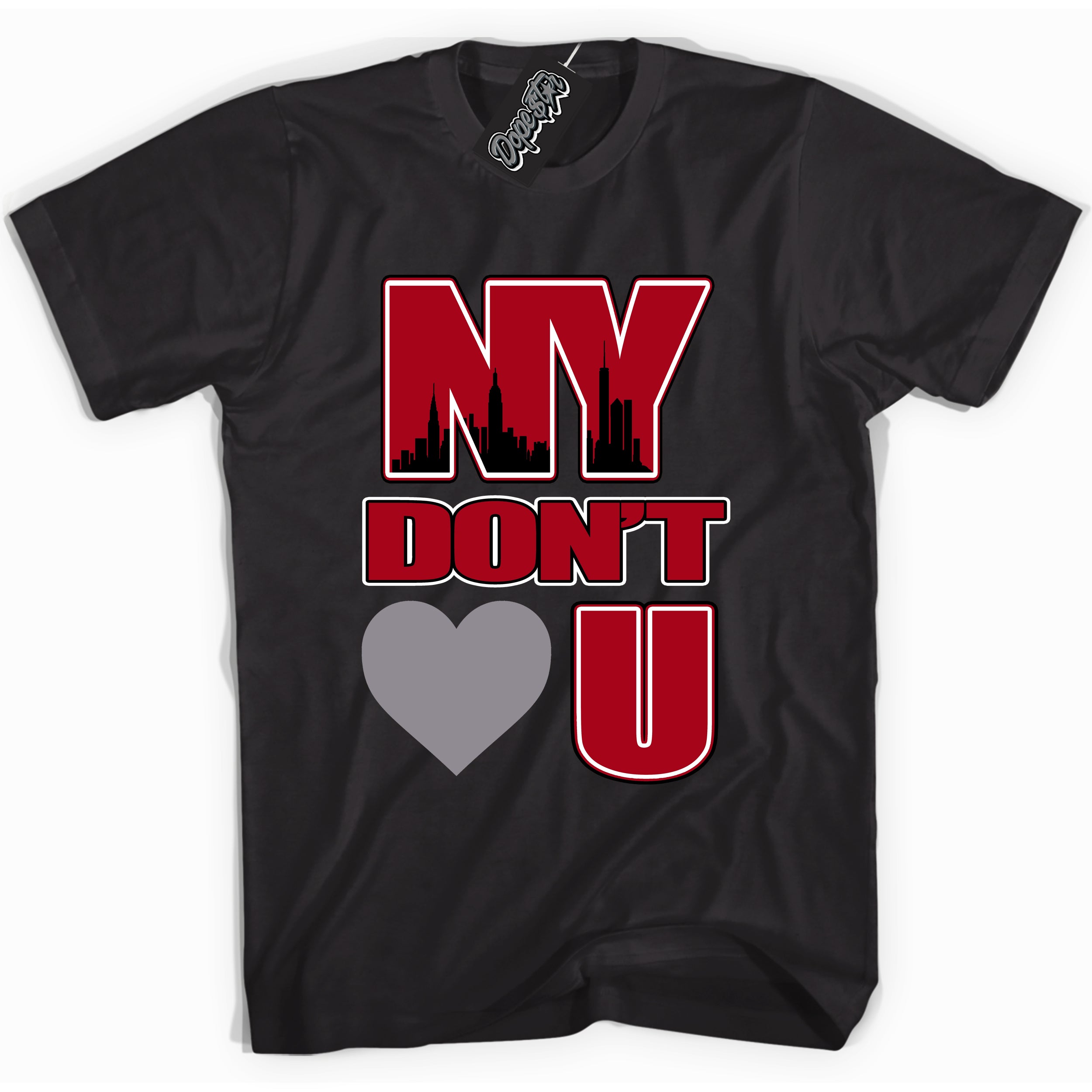 Cool Black Shirt with “ NY Don't Love You” design that perfectly matches Bred Reimagined 4s Jordans.