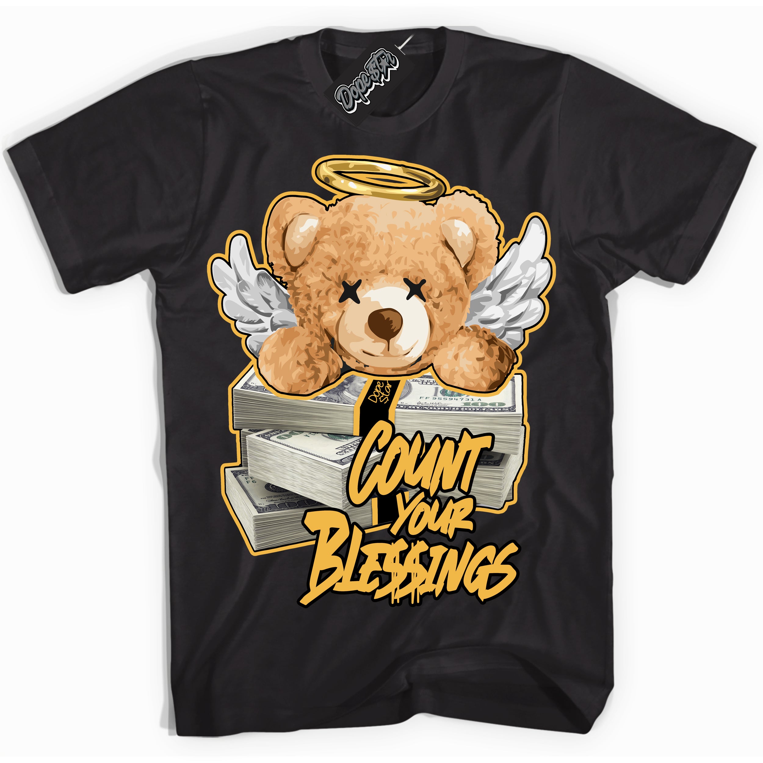 Dunk High Wu-Tang 'Count Your Blessings' Shirt - Black Streetwear Mockup | Sneakerhead T-Shirt Matching Dunk High Wu-Tang | Limited Edition Urban Streetwear for Sneaker Matching OOTD | Outfits that pair perfectly with your ND High Wu-Tang | Sneakerhead Fashion Must-Have Apparel for Men and Women.