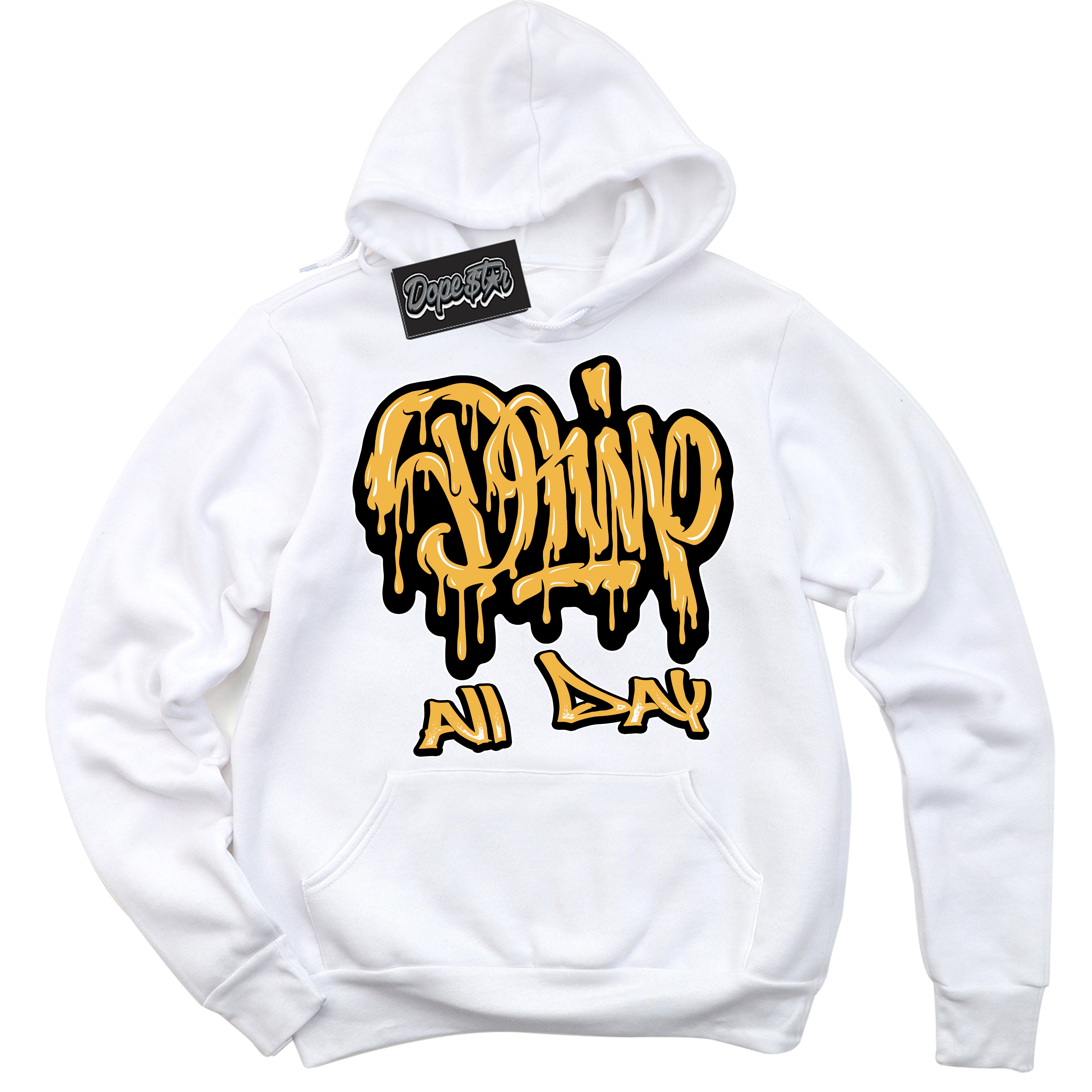 Dunk High Wu-Tang 'Drip All Day' Hoodie - White Streetwear Mockup | Sneakerhead Sweatshirt Matching Dunk High Wu-Tang | Limited Edition Urban Streetwear for Sneaker Matching OOTD | Outfits that pair perfectly with your ND High Wu-Tang | Sneakerhead Fashion Must-Have Apparel for Men and Women.