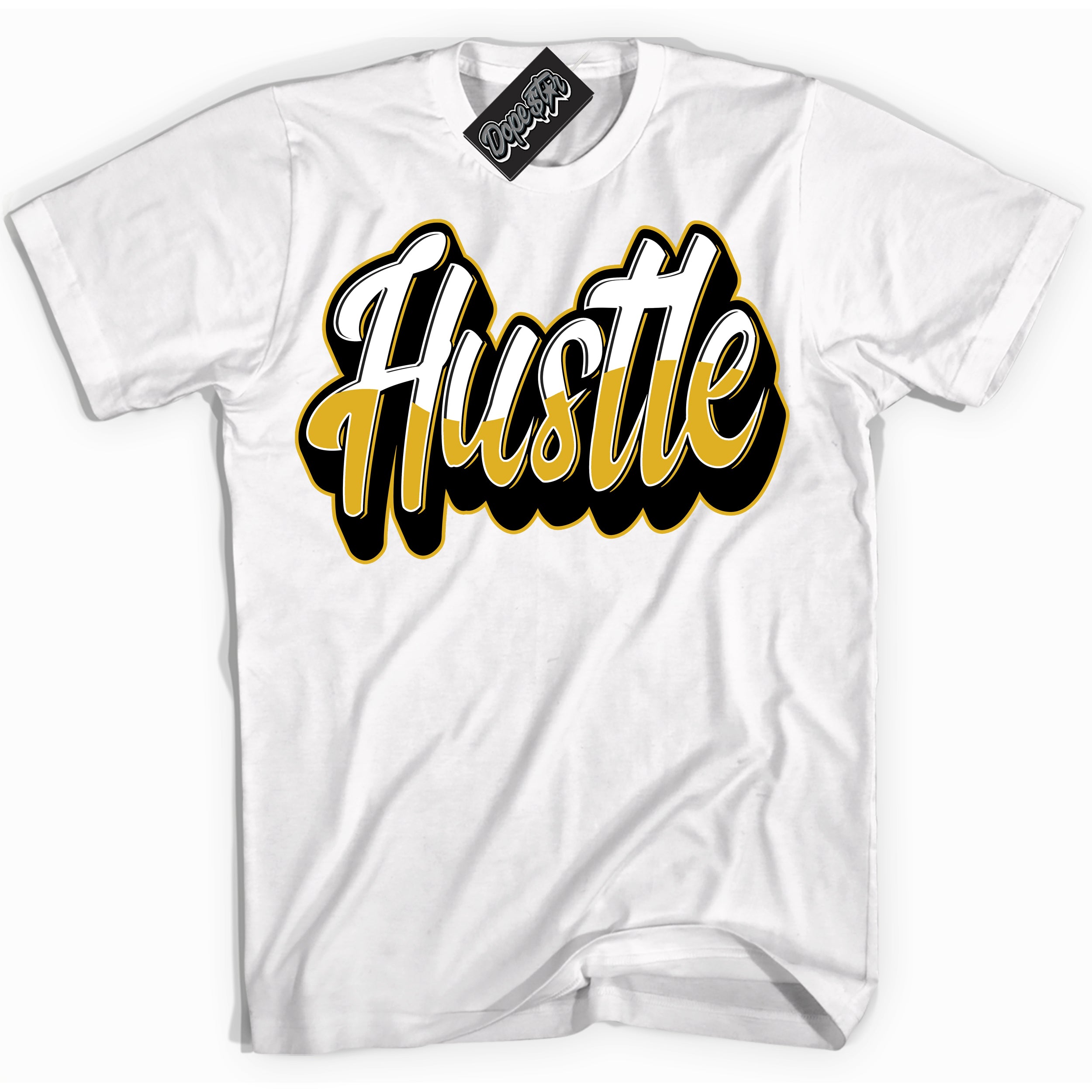 Dunk High Wu-Tang 'Hustle' Shirt - White Streetwear Mockup | Sneakerhead T-Shirt Matching Dunk High Wu-Tang | Limited Edition Urban Streetwear for Sneaker Matching OOTD | Outfits that pair perfectly with your ND High Wu-Tang | Sneakerhead Fashion Must-Have Apparel for Men and Women.