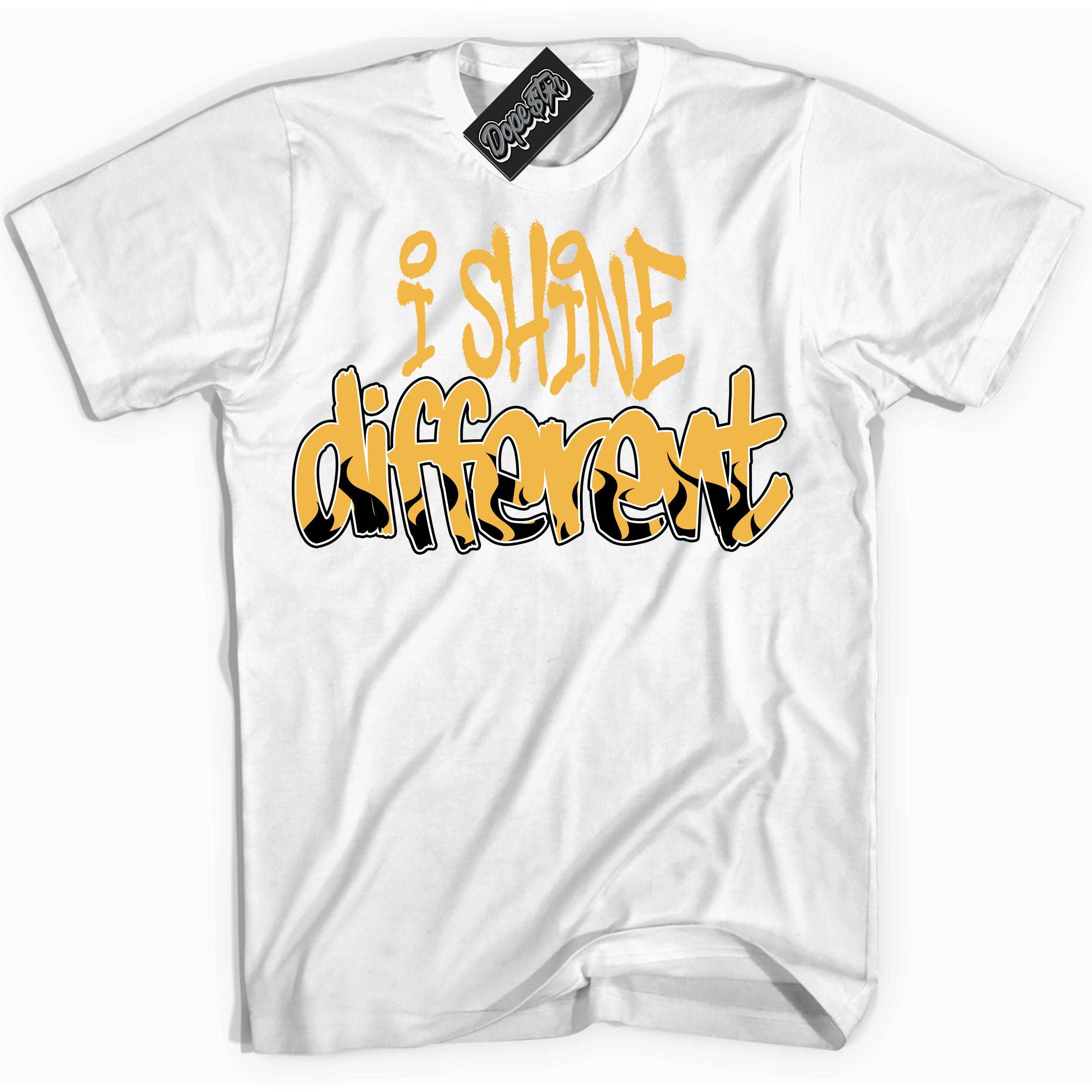 Dunk High Wu-Tang 'I Shine Different' Shirt - White Streetwear Mockup | Sneakerhead T-Shirt Matching Dunk High Wu-Tang | Limited Edition Urban Streetwear for Sneaker Matching OOTD | Outfits that pair perfectly with your ND High Wu-Tang | Sneakerhead Fashion Must-Have Apparel for Men and Women.