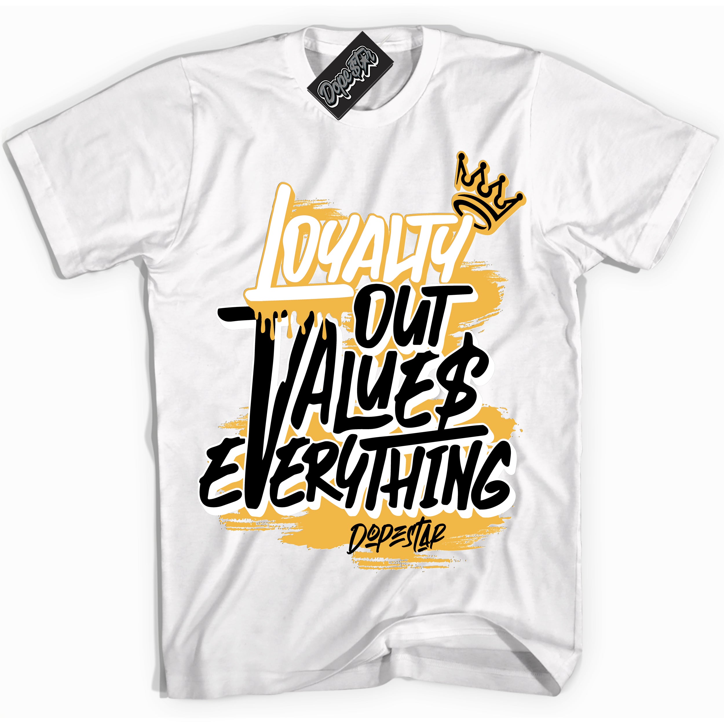 Nike Dunk High Wu-Tang 'Loyalty Out Values Everything' Shirt - White Streetwear Mockup | Sneakerhead T-Shirt Matching Nike Dunk High Wu-Tang | Limited Edition Urban Streetwear for Sneaker Matching OOTD | Outfits that pair perfectly with your ND High Wu-Tang | Sneakerhead Fashion Must-Have Apparel for Men and Women