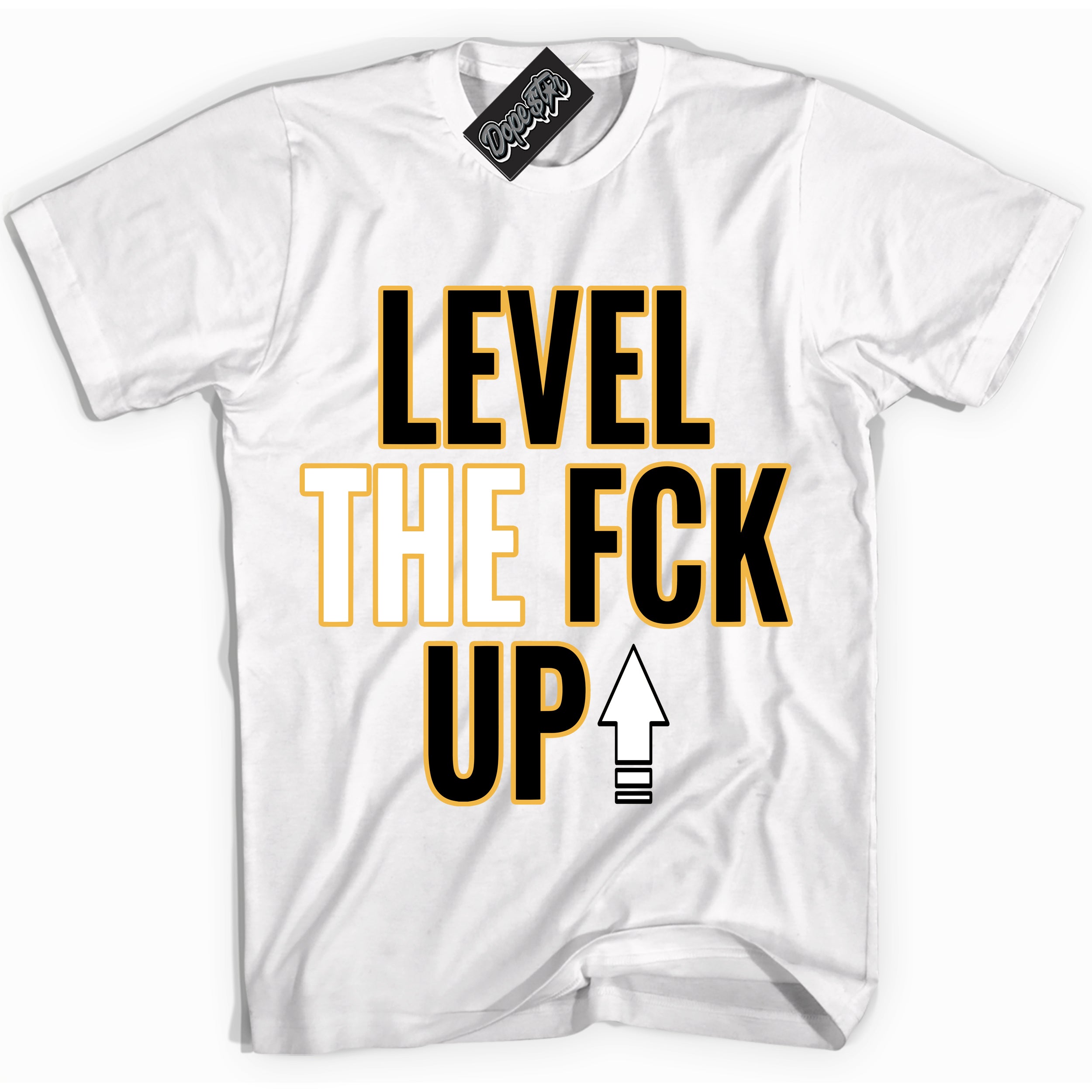 Dunk High Wu-Tang 'Level The Fck Up' Shirt - White Streetwear Mockup | Sneakerhead T-Shirt Matching Dunk High Wu-Tang | Limited Edition Urban Streetwear for Sneaker Matching OOTD | Outfits that pair perfectly with your ND High Wu-Tang | Sneakerhead Fashion Must-Have Apparel for Men and Women.