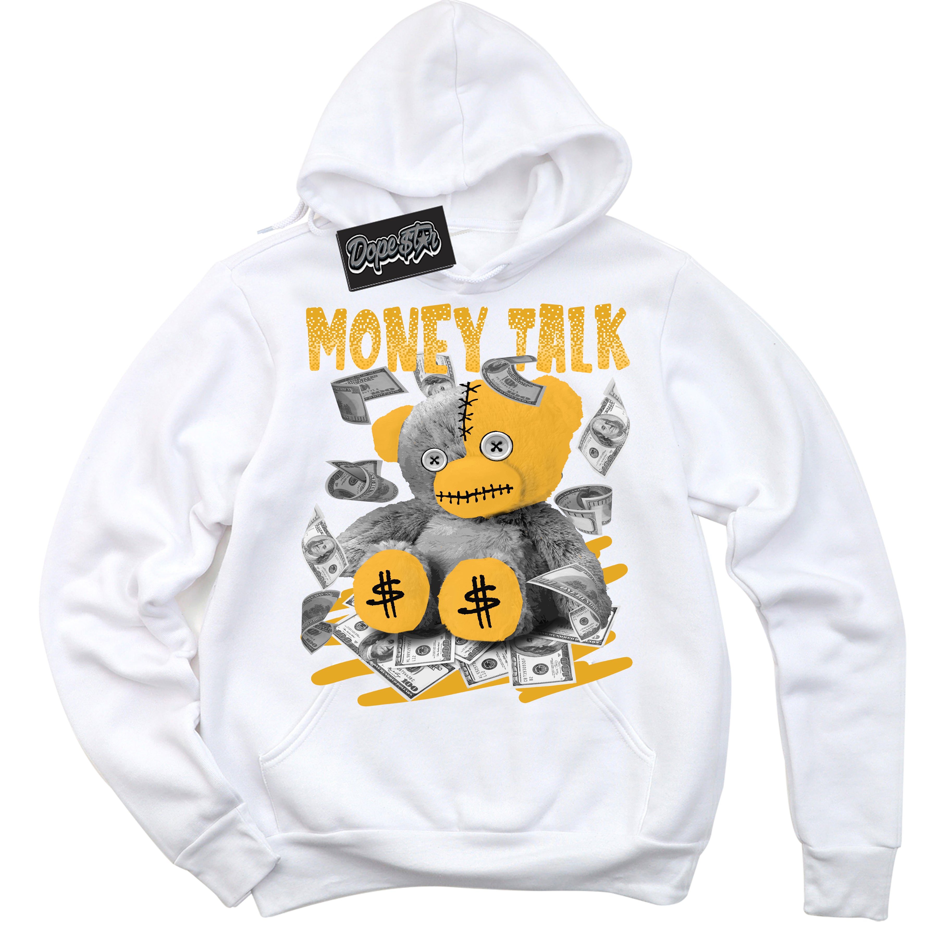 Dunk High Wu-Tang 'Money Talk Bear' Hoodie - White Streetwear Mockup | Sneakerhead Sweatshirt Matching Dunk High Wu-Tang | Limited Edition Urban Streetwear for Sneaker Matching OOTD | Outfits that pair perfectly with your ND High Wu-Tang | Sneakerhead Fashion Must-Have Apparel for Men and Women.