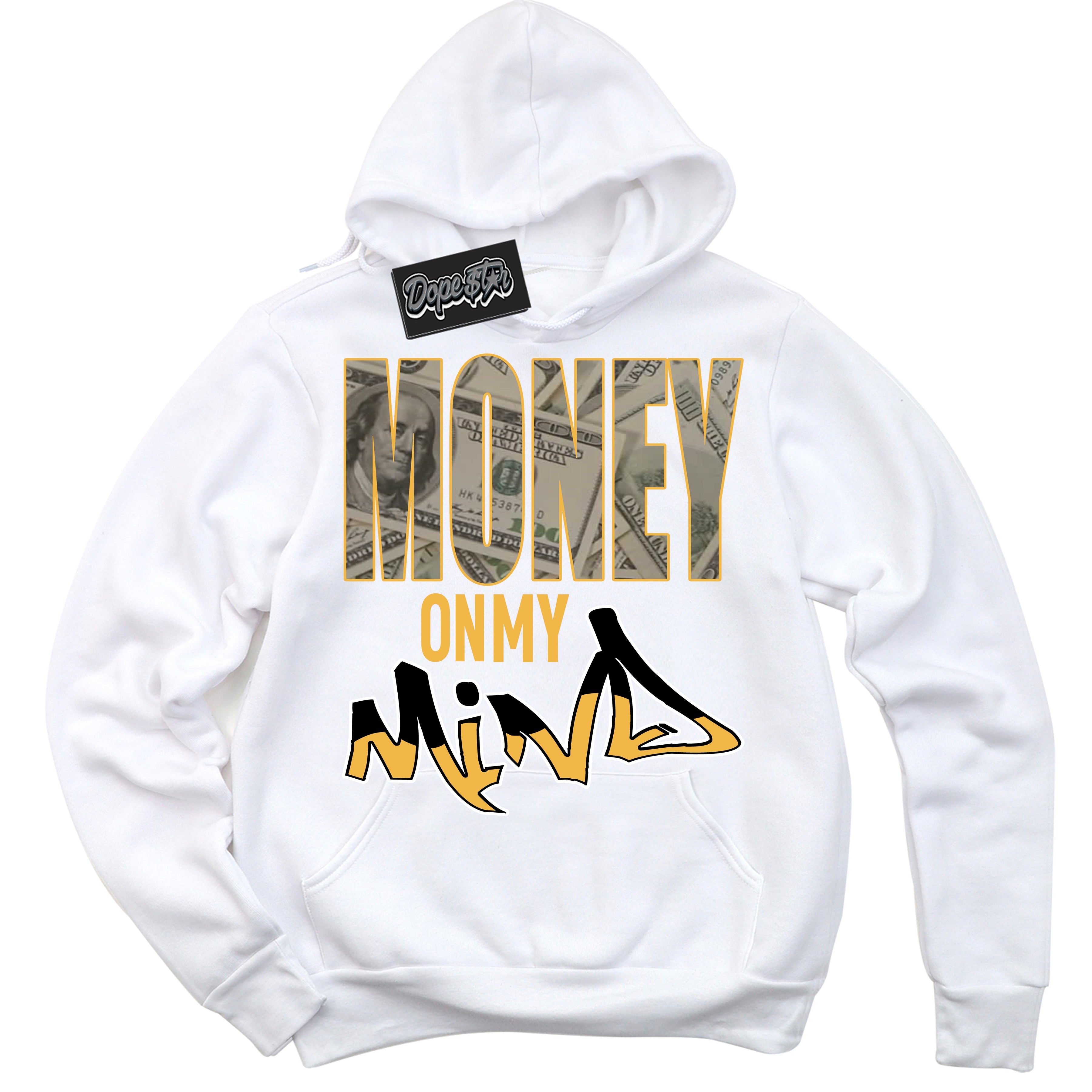 Dunk High Wu-Tang 'Money On My Mind' Hoodie - White Streetwear Mockup | Sneakerhead Sweatshirt Matching Dunk High Wu-Tang | Limited Edition Urban Streetwear for Sneaker Matching OOTD | Outfits that pair perfectly with your ND High Wu-Tang | Sneakerhead Fashion Must-Have Apparel for Men and Women.