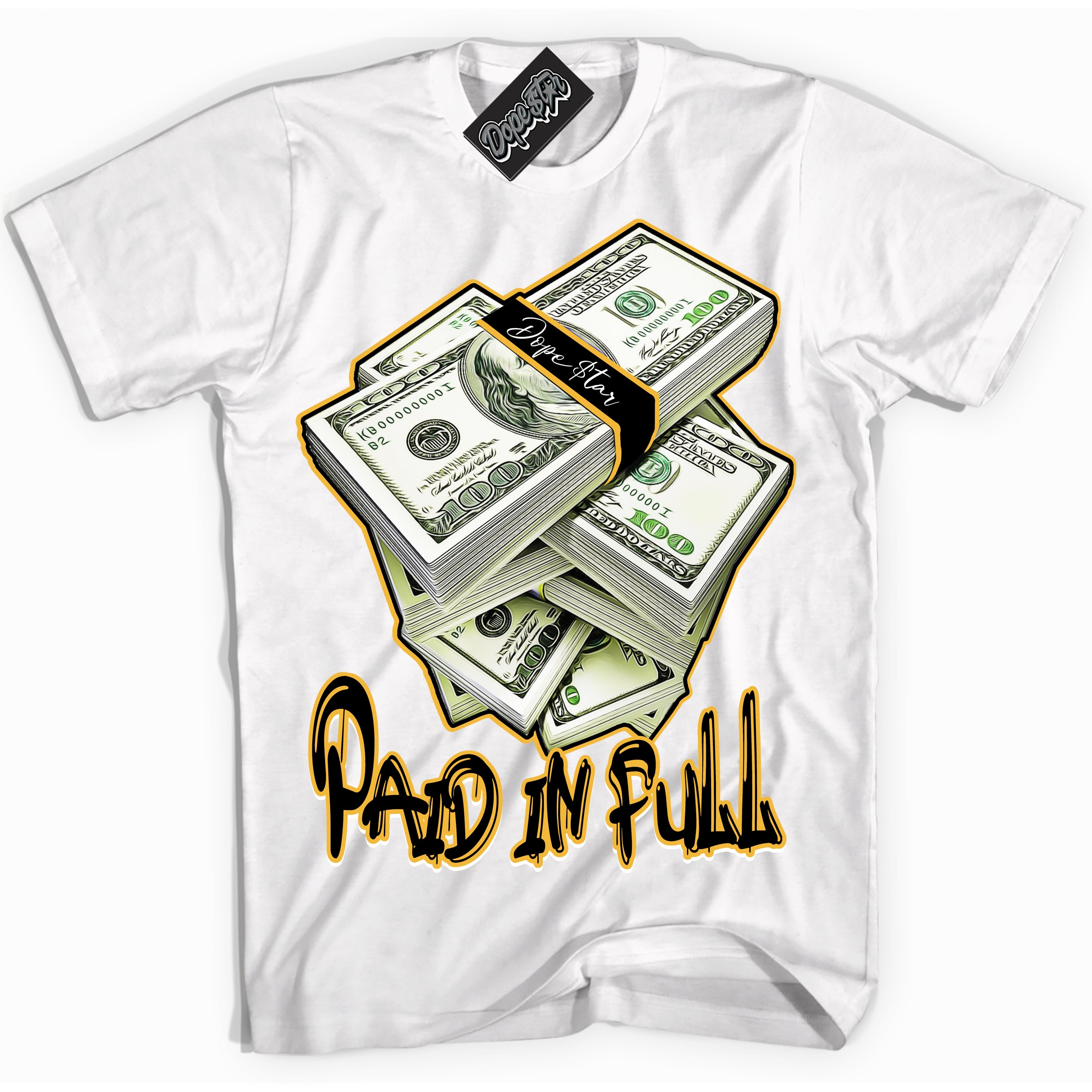 Dunk High Wu-Tang 'Paid In Full' Shirt - White Streetwear Mockup | Sneakerhead T-Shirt Matching Dunk High Wu-Tang | Limited Edition Urban Streetwear for Sneaker Matching OOTD | Outfits that pair perfectly with your ND High Wu-Tang | Sneakerhead Fashion Must-Have Apparel for Men and Women.