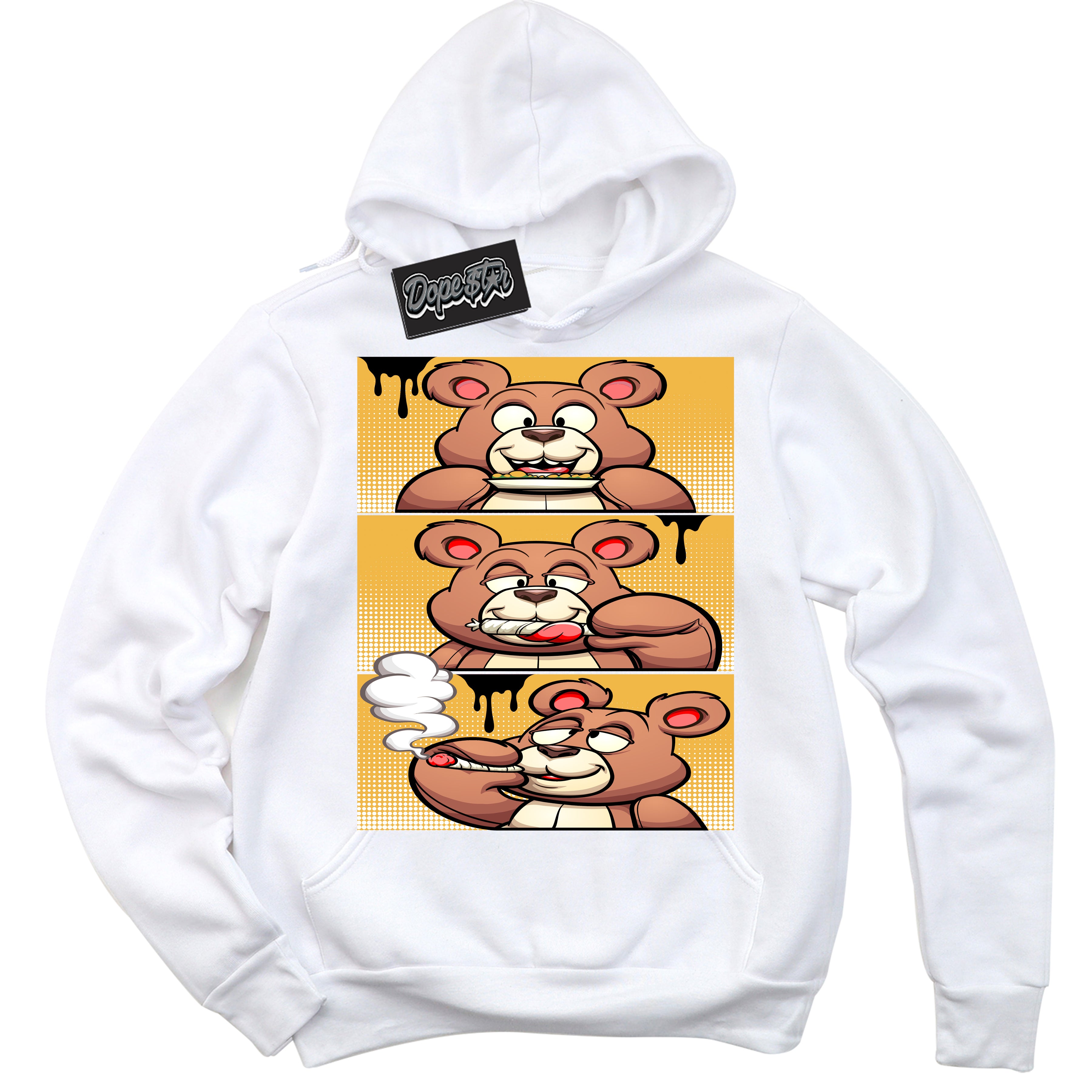 Dunk High Wu-Tang 'Roll It Lick It Smoke It Bear' Hoodie - White Streetwear Mockup | Sneakerhead Sweatshirt Matching Dunk High Wu-Tang | Limited Edition Urban Streetwear for Sneaker Matching OOTD | Outfits that pair perfectly with your ND High Wu-Tang | Sneakerhead Fashion Must-Have Apparel for Men and Women.