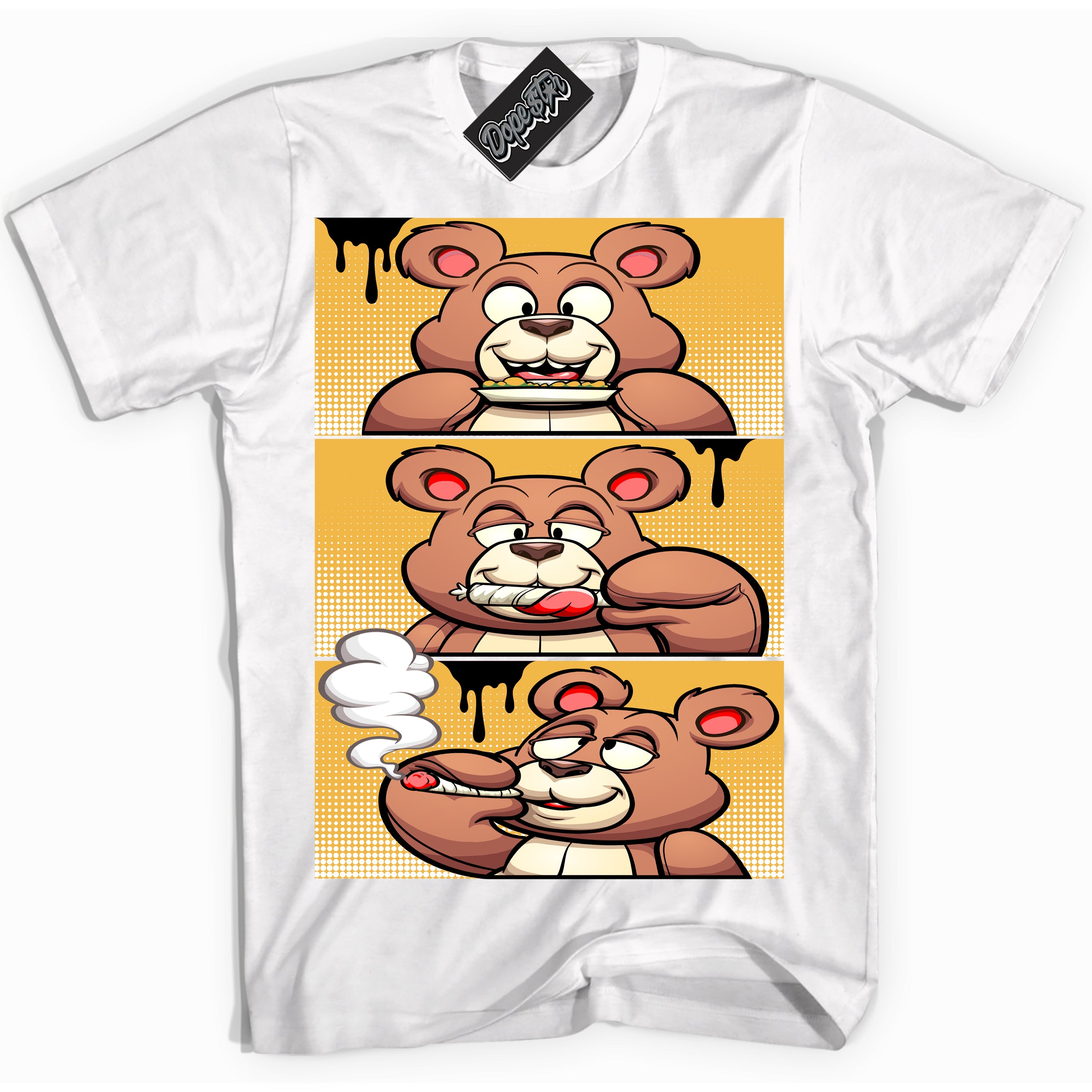 Nike Dunk High Wu-Tang 'Roll It Lick It Smoke It Bear' Shirt - White Streetwear Mockup | Sneakerhead T-Shirt Matching Nike Dunk High Wu-Tang | Limited Edition Urban Streetwear for Sneaker Matching OOTD | Outfits that pair perfectly with your ND High Wu-Tang | Sneakerhead Fashion Must-Have Apparel for Men and Women