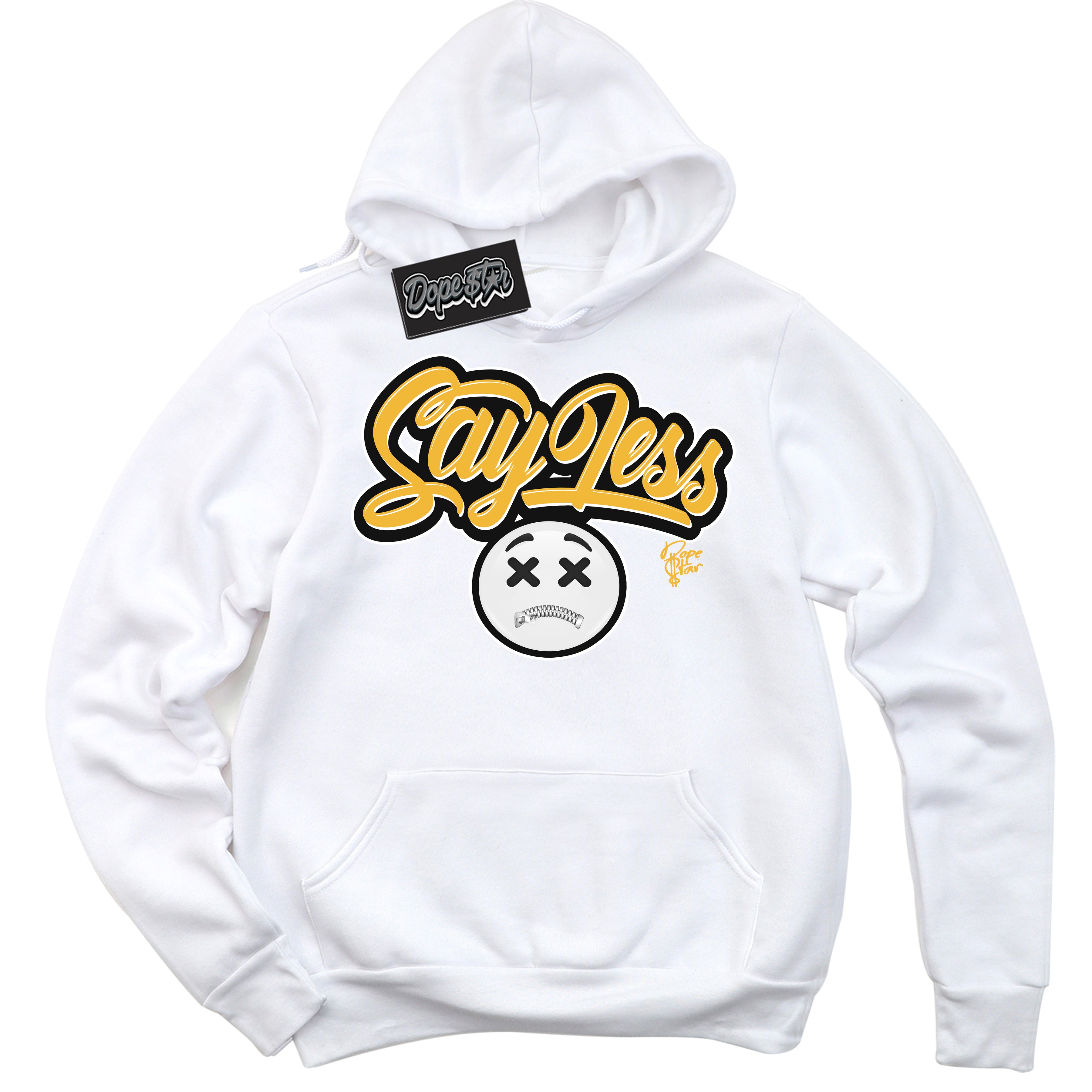 Dunk High Wu-Tang 'Say Less' Hoodie - White Streetwear Mockup | Sneakerhead Sweatshirt Matching Dunk High Wu-Tang | Limited Edition Urban Streetwear for Sneaker Matching OOTD | Outfits that pair perfectly with your ND High Wu-Tang | Sneakerhead Fashion Must-Have Apparel for Men and Women.