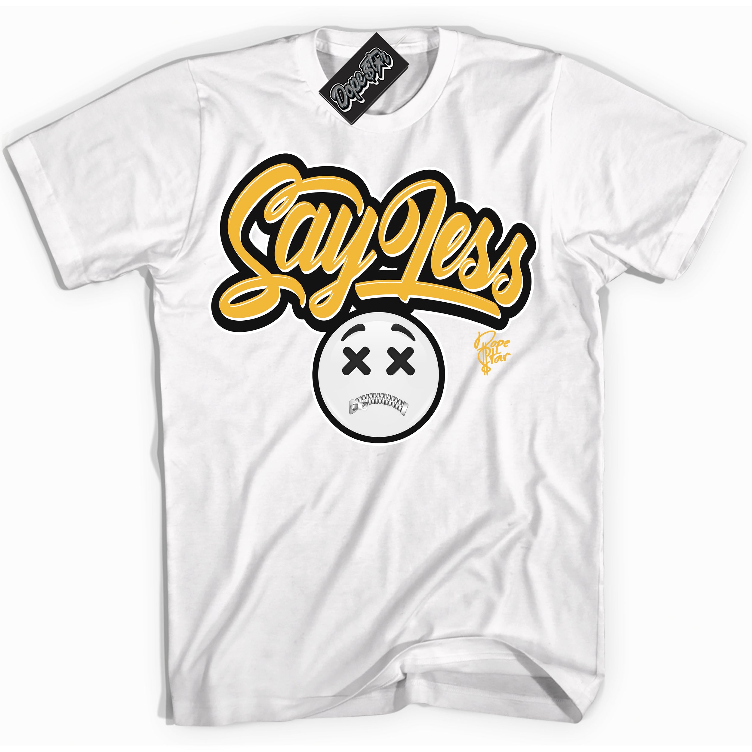 Dunk High Wu-Tang 'Say Less' Shirt - White Streetwear Mockup | Sneakerhead T-Shirt Matching Dunk High Wu-Tang | Limited Edition Urban Streetwear for Sneaker Matching OOTD | Outfits that pair perfectly with your ND High Wu-Tang | Sneakerhead Fashion Must-Have Apparel for Men and Women.