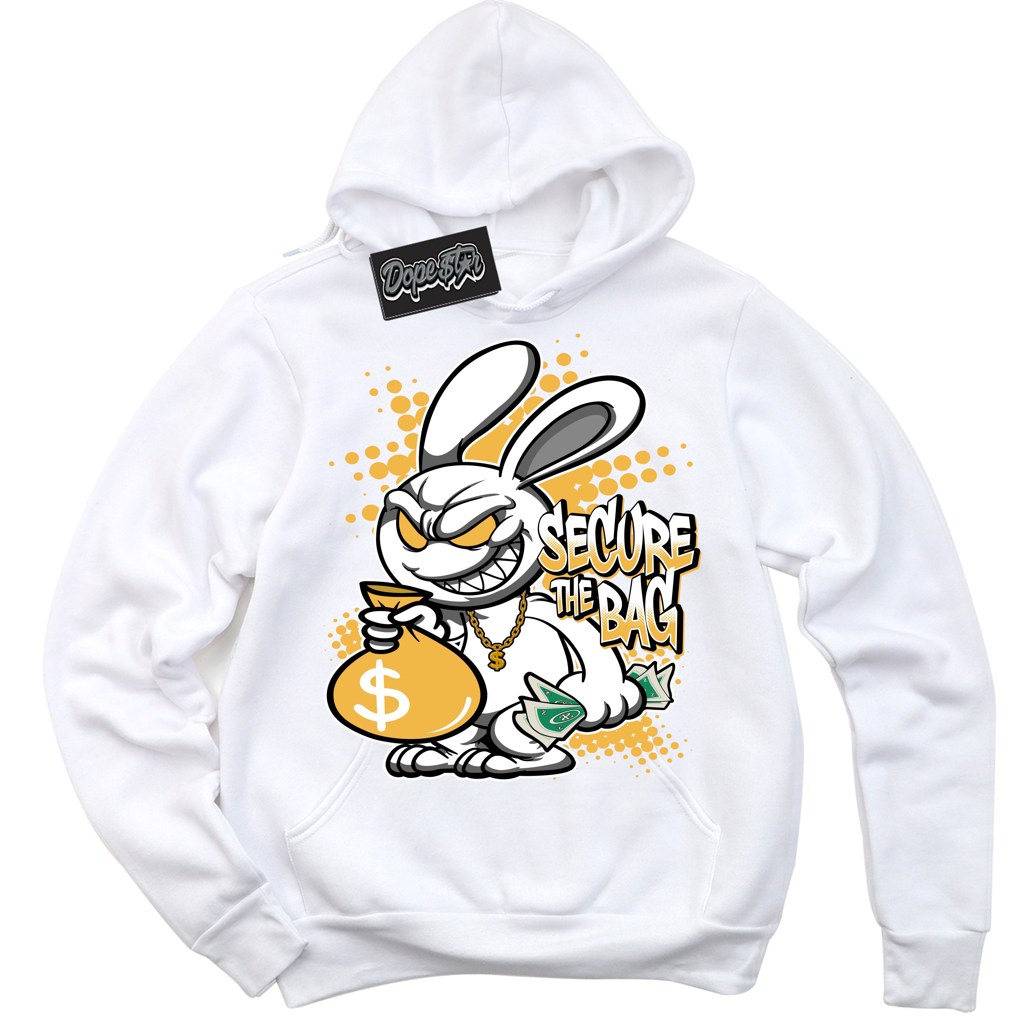 Dunk High Wu-Tang 'Secure The Bag' Hoodie - White Streetwear Mockup | Sneakerhead Sweatshirt Matching Dunk High Wu-Tang | Limited Edition Urban Streetwear for Sneaker Matching OOTD | Outfits that pair perfectly with your ND High Wu-Tang | Sneakerhead Fashion Must-Have Apparel for Men and Women.