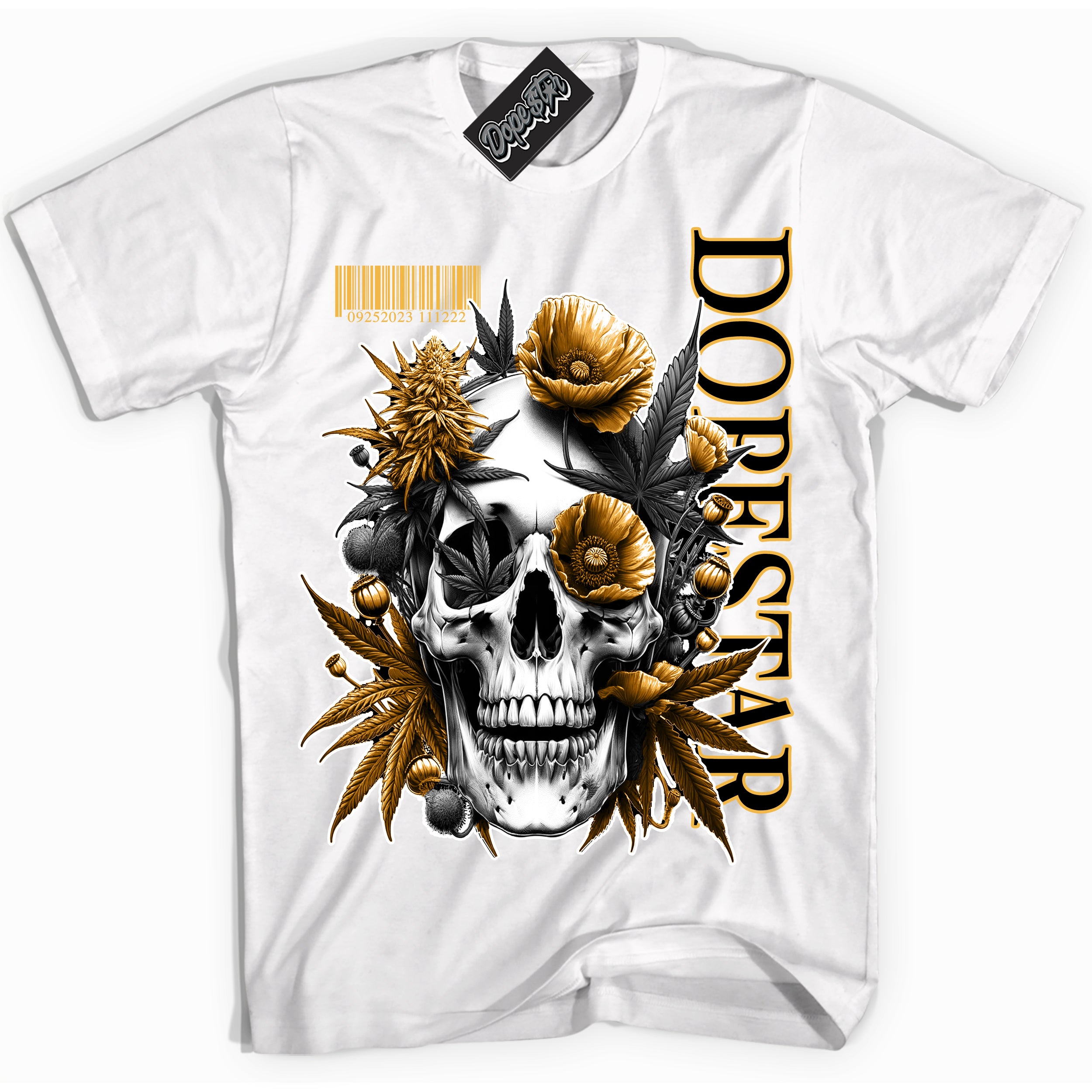 Dunk High Wu-Tang 'Skull Poppies' Shirt - White Streetwear Mockup | Sneakerhead T-Shirt Matching Dunk High Wu-Tang | Limited Edition Urban Streetwear for Sneaker Matching OOTD | Outfits that pair perfectly with your ND High Wu-Tang | Sneakerhead Fashion Must-Have Apparel for Men and Women.